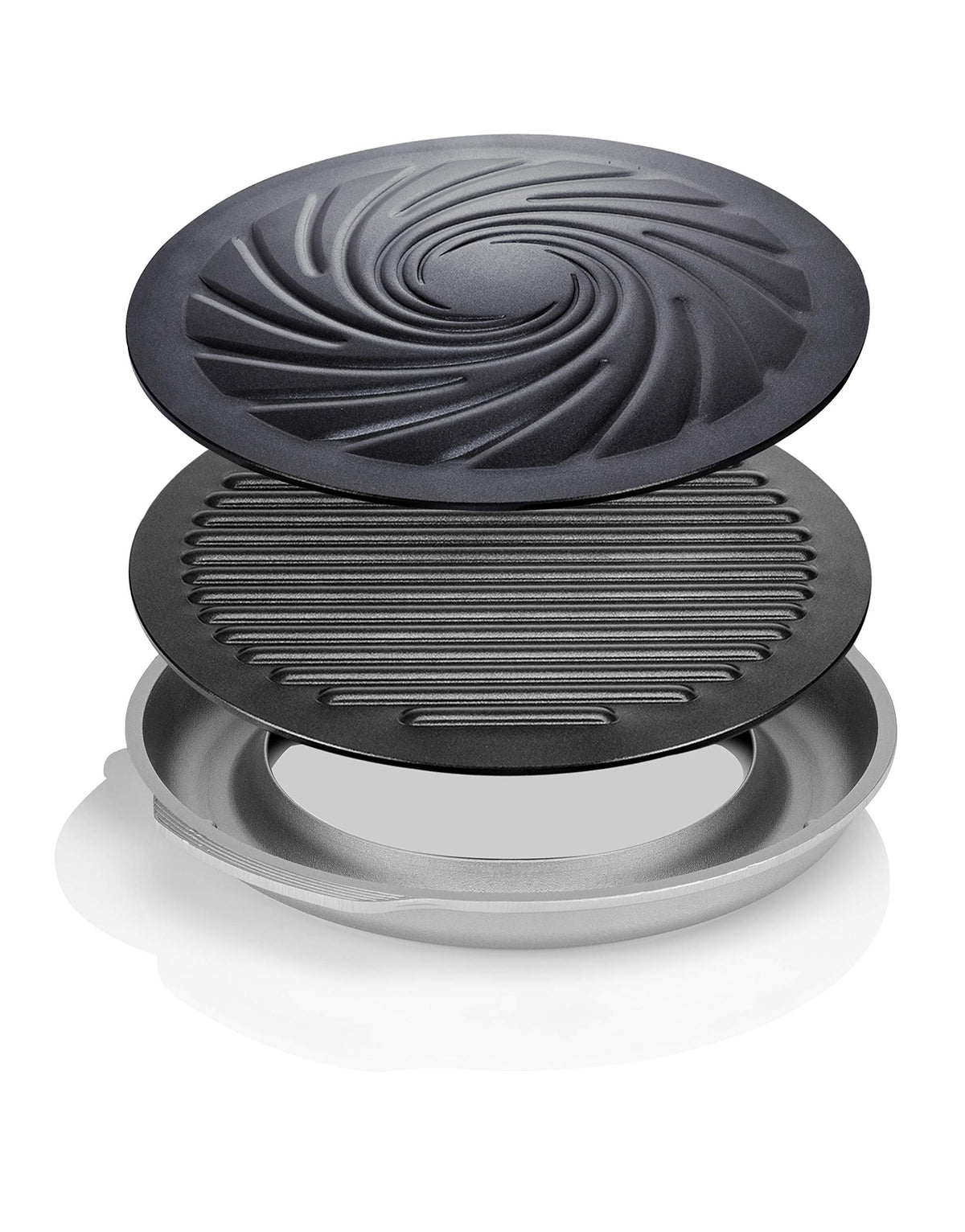 Techef - True Grill Pan Set (Standard & Dome) - Stovetop Nonstick Indoor/Outdoor Smokeless Bbq Grill Set, Including A Grill Plat