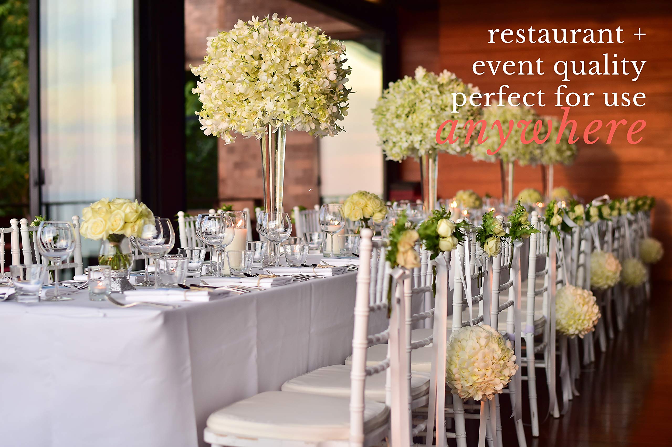 Pomp Pure White 90'' X 156'' Poplin Polyester Tablecloth (2 Pack) | Wrinkle + Stain Resistant Easy Care Premium Fabric | Fits 8F