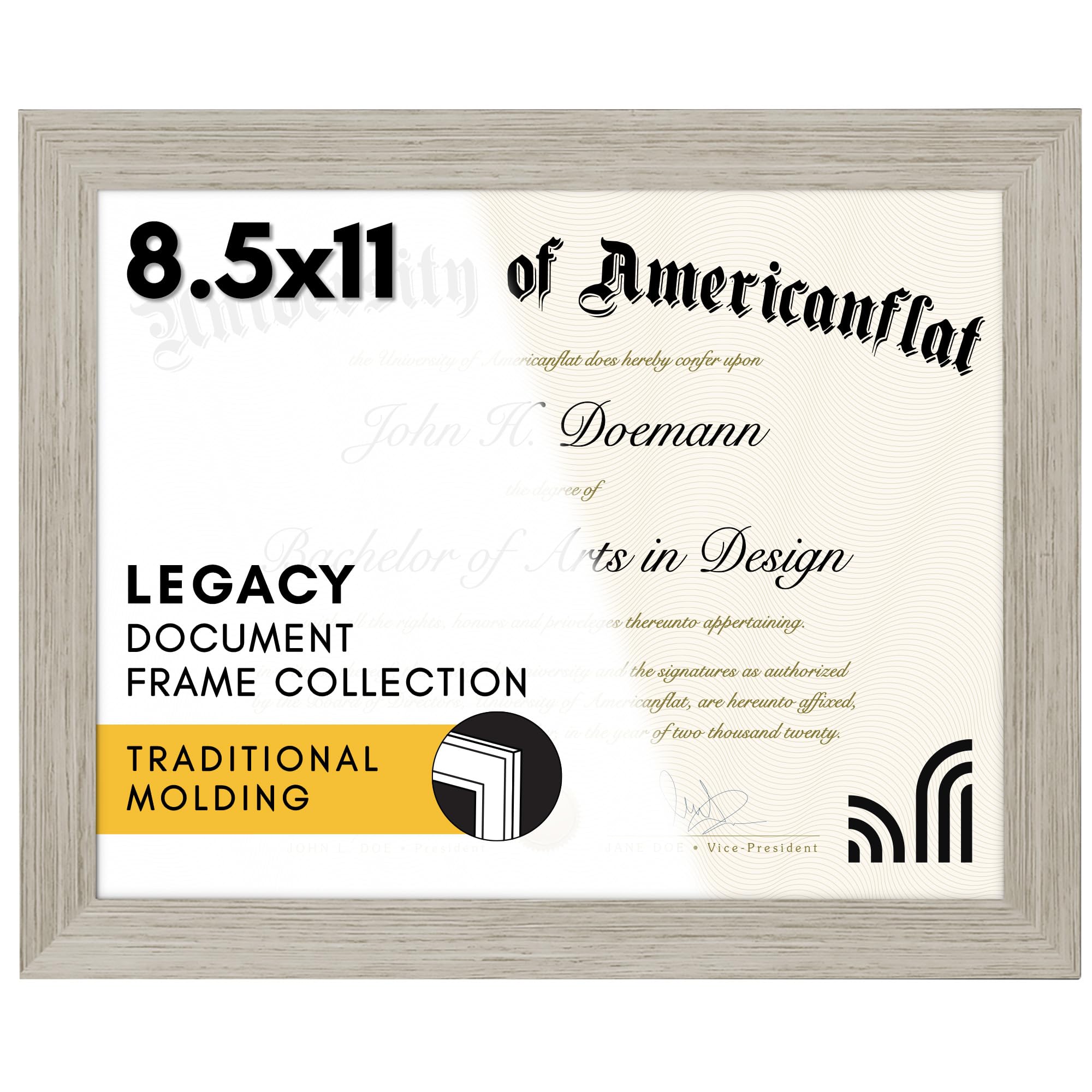 Americanflat 8.5x11 Diploma Frame with Shatter-Resistant Glass - Document Frames with Engineered Wood - Legacy Collection - Cert