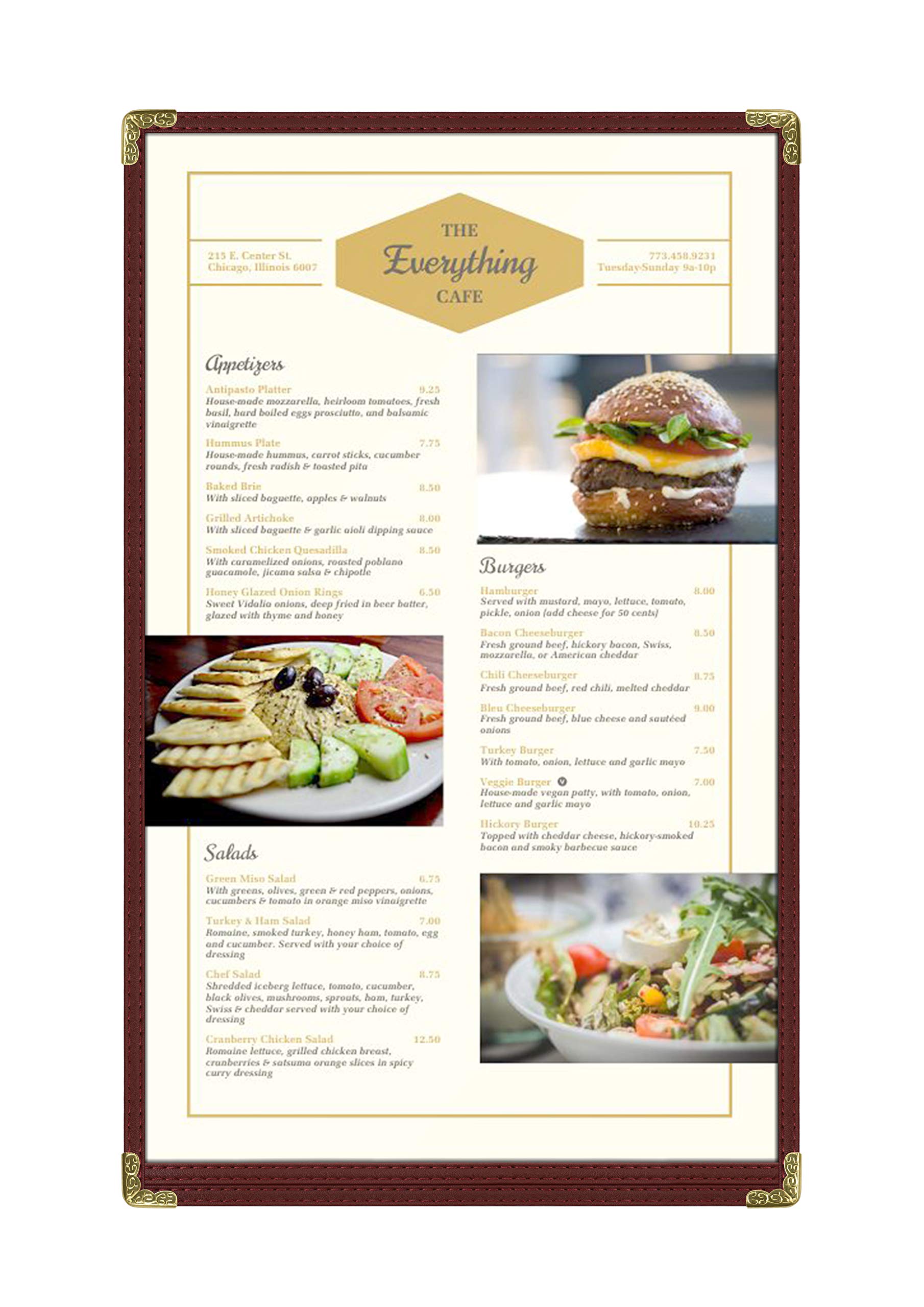Goodsmart Cafe Style Menu Cover, Double Stitched Edge, Crystal Clear Vinyl, 25 Pack (Burgundy, 1 Page 2 Views - 85 X 14)
