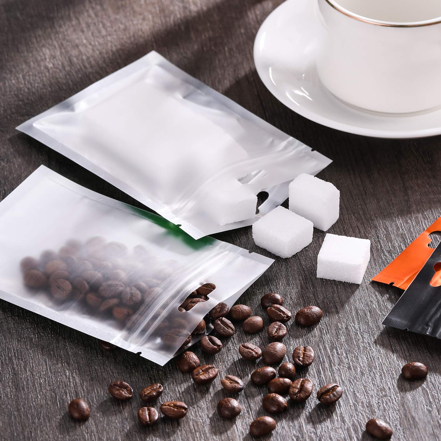 200 Pieces Polyester Film Bags Odor Proof Bags Resealable Bags Aluminum Foil Food Storage Bags Flat Metallic Polyester Film Foil