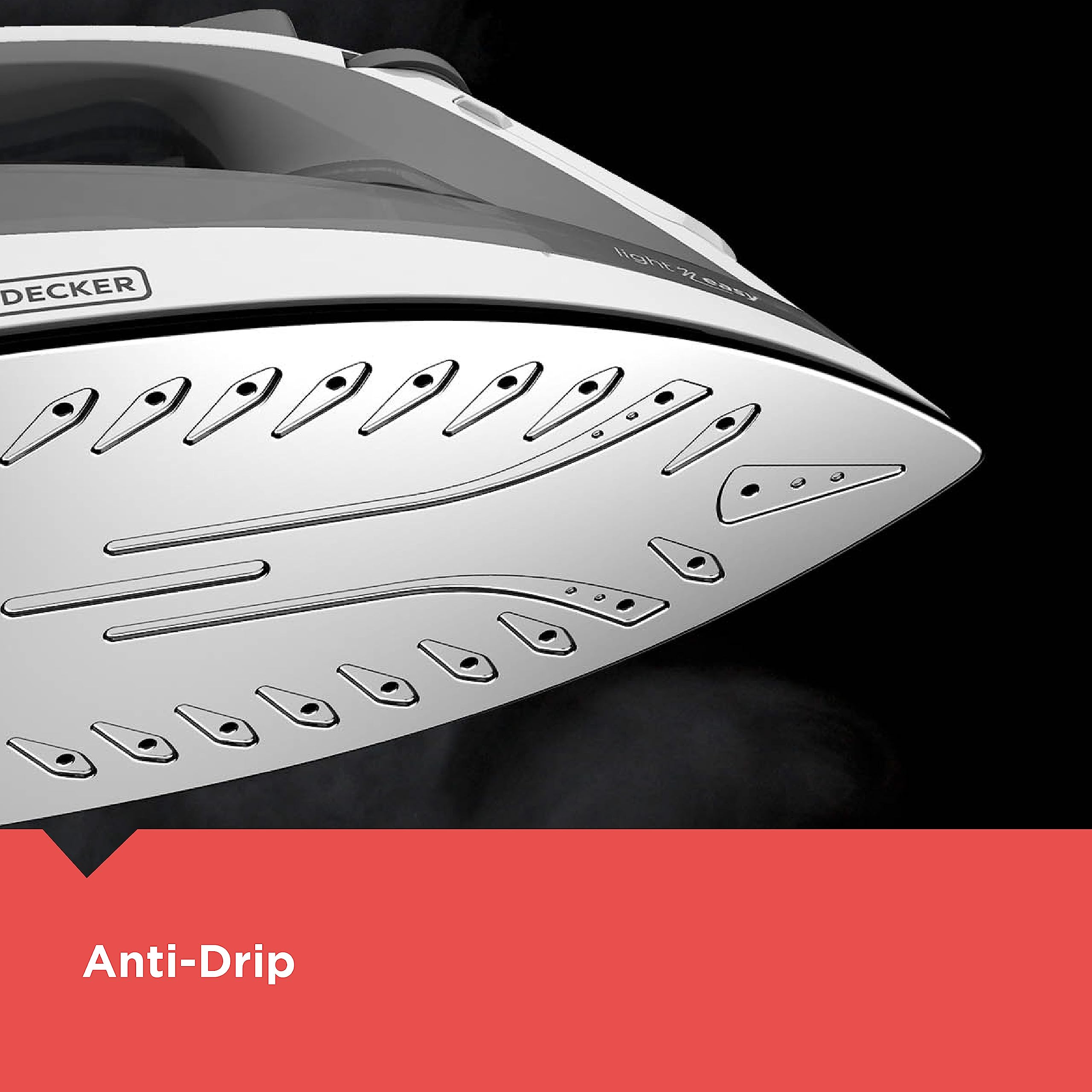 Black+Decker Light N Easy Compact Steam Iron, Ir1020S, Stainless Steel Soleplate, Spray Mist, Anti-Drip, Auto Shutoff