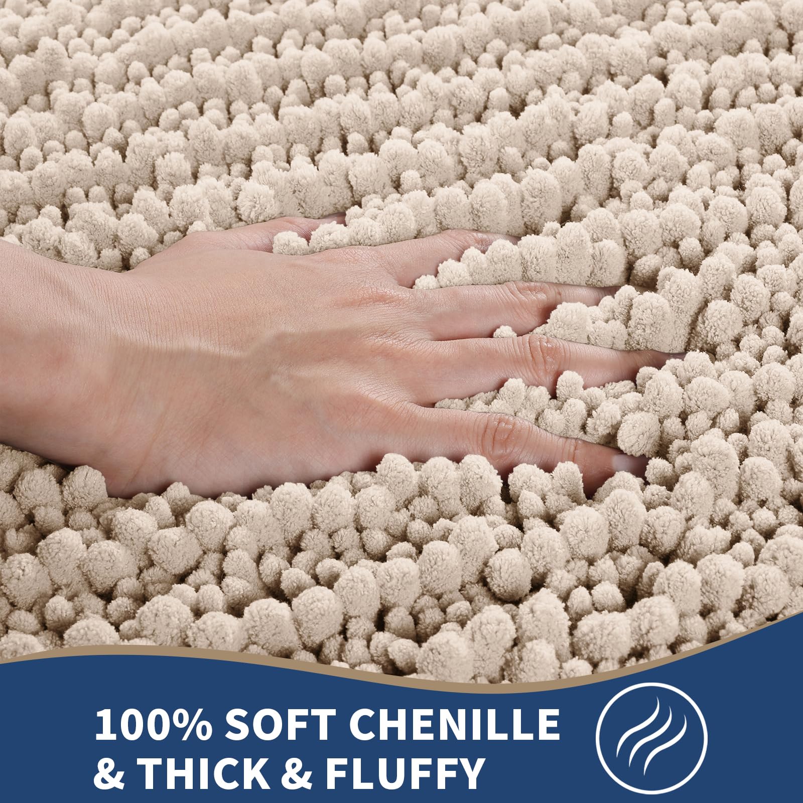 Yimobra Bathroom Rugs Sets 3 Piece, Fluffy Plush Chenille Baht Mats Sets With Toilet Rug U Shaped, Soft Shaggy Absorbent Non Sli
