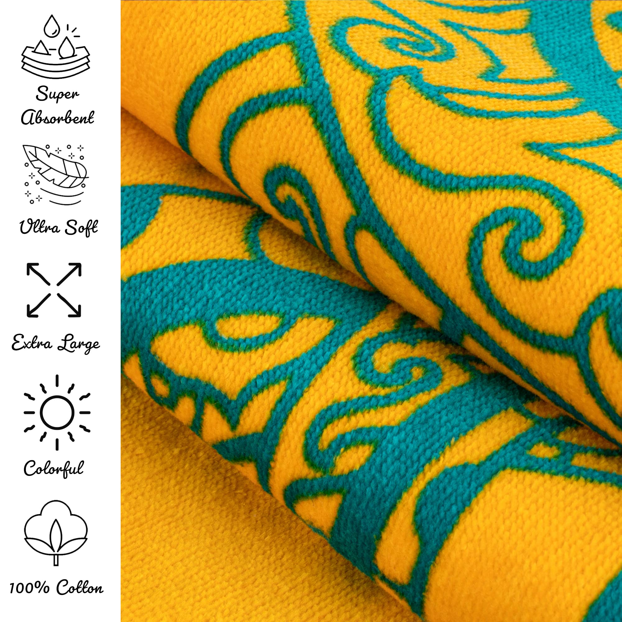 Nova Blue Octopus Beach Towel (34 X 63) - Orange & Teal Colorway With Tropical Design Travel Beach Towel Made From 100% Cotton -