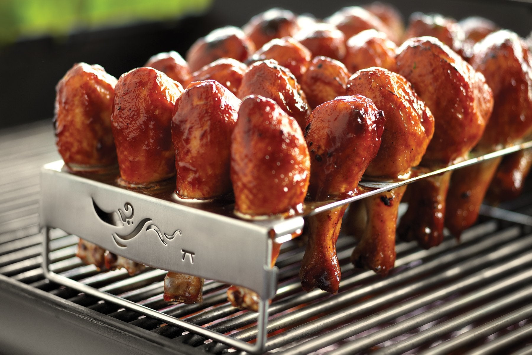 Outset Qs83 Chicken Leg And Jalapeo Roaster With Collapsible Legs, Stainless Steel 7.75 X 11.5 X 3