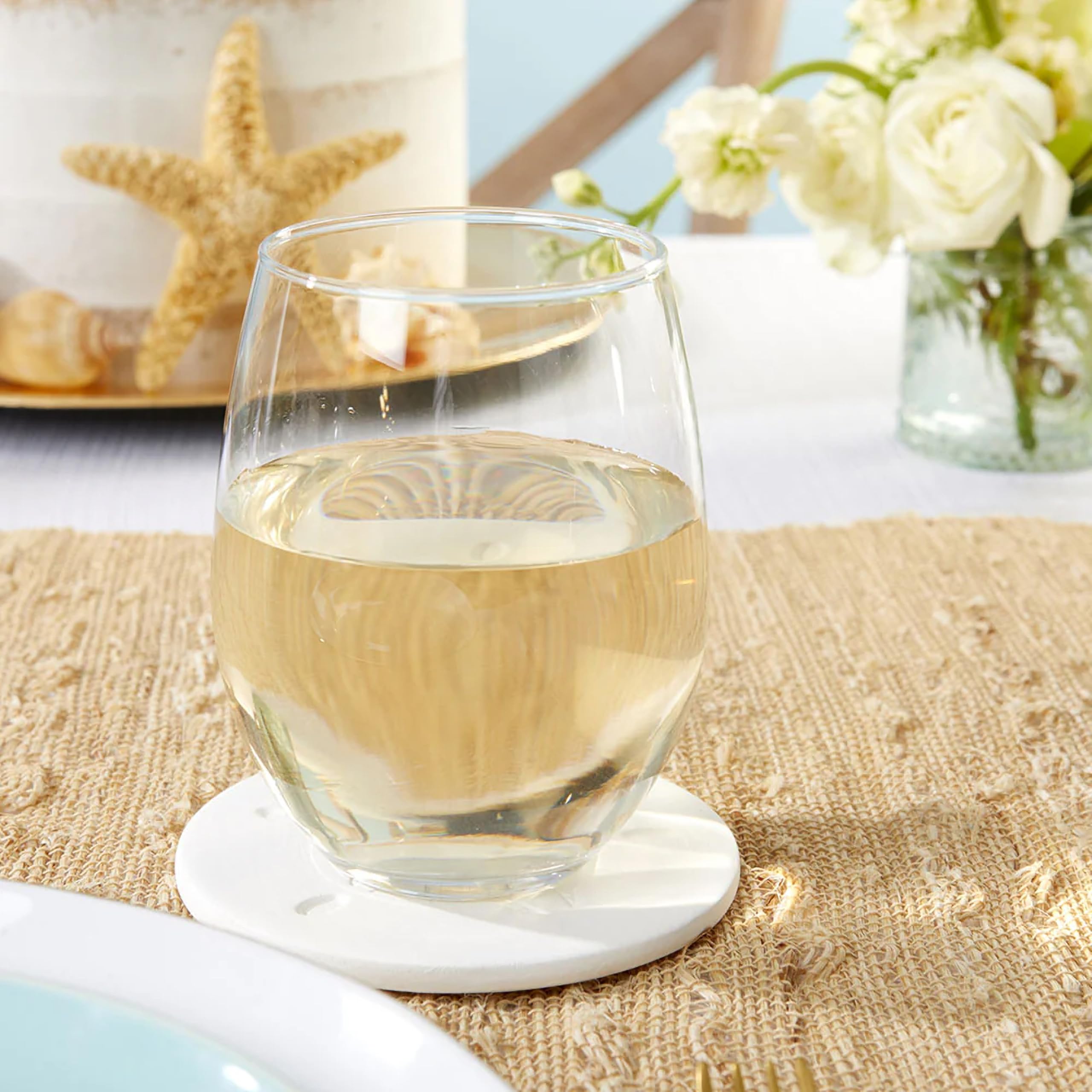 Kate Aspen Sea Shore Sand Dollar Drink Nautical Wedding Favor  Single Coaster  White