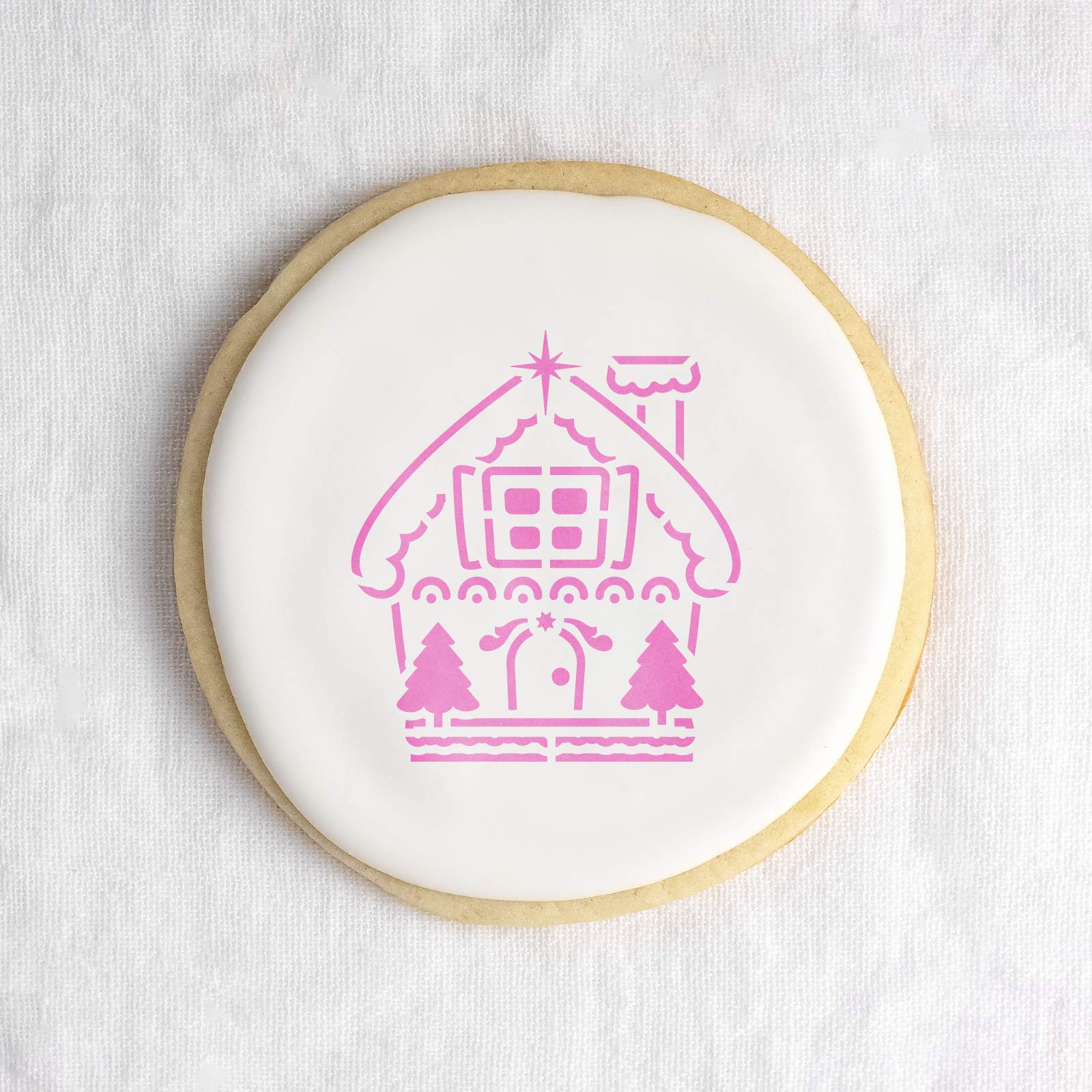 Stencil Revolution Gingerbread House Cookie Stencil - 5"x5" White Plastic Baking Stencil for All Occasions