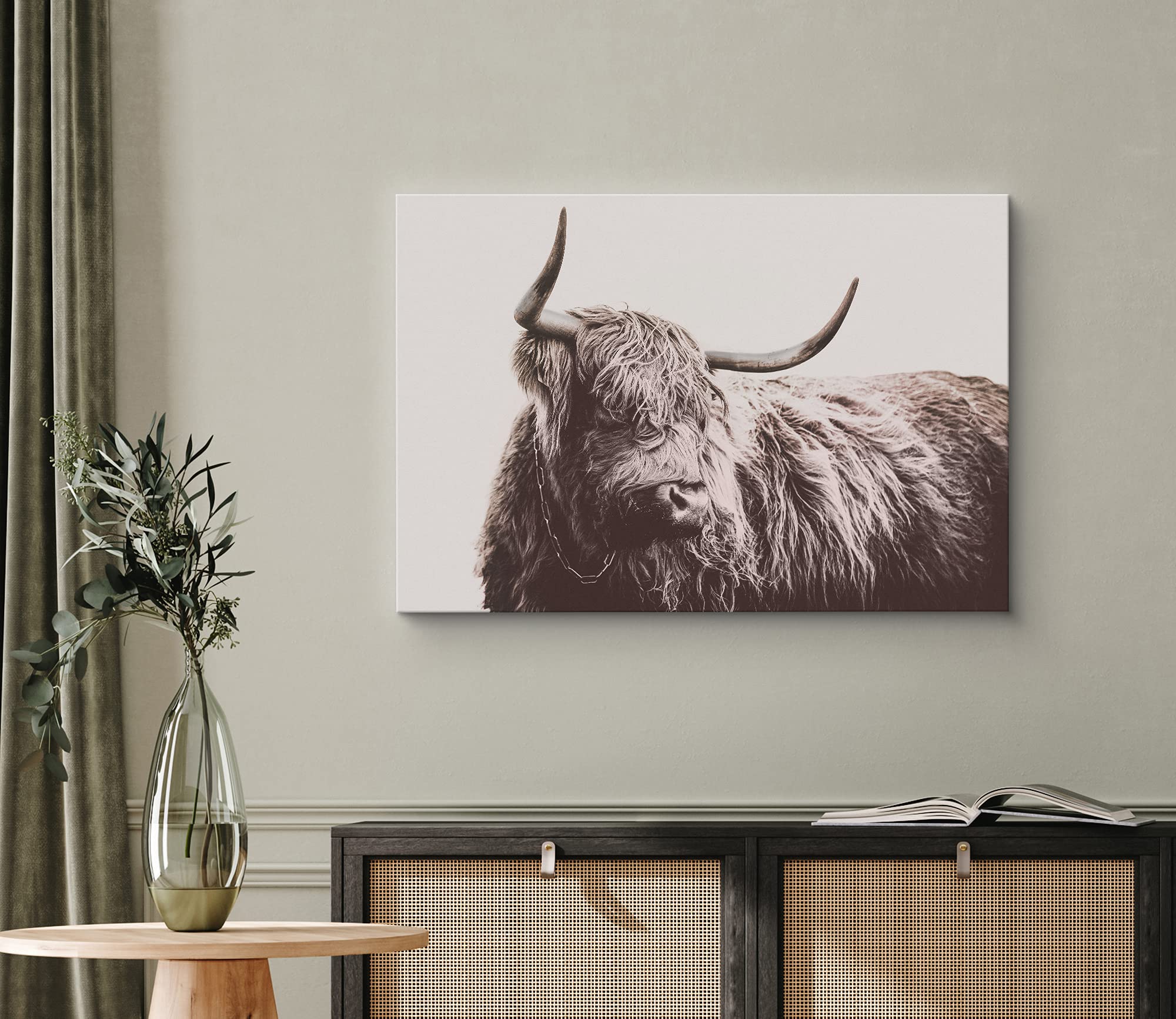 Wall26 Canvas Print Wall Art Monochrome Brown Ox Portrait Animals Wilderness Photography Realism Rustic Scenic Relax/Calm Multic