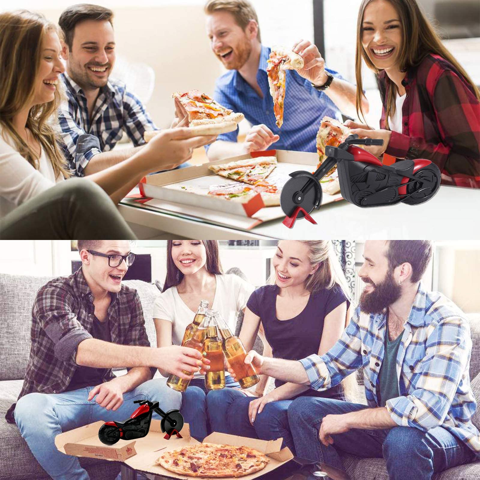 Pizza Cutter,Quality Stainless Steel Motorcycle Pizza Cutter Wheel,Super Sharp Pizza Slicer Cutter Wheel With Non Slip Ergonomic