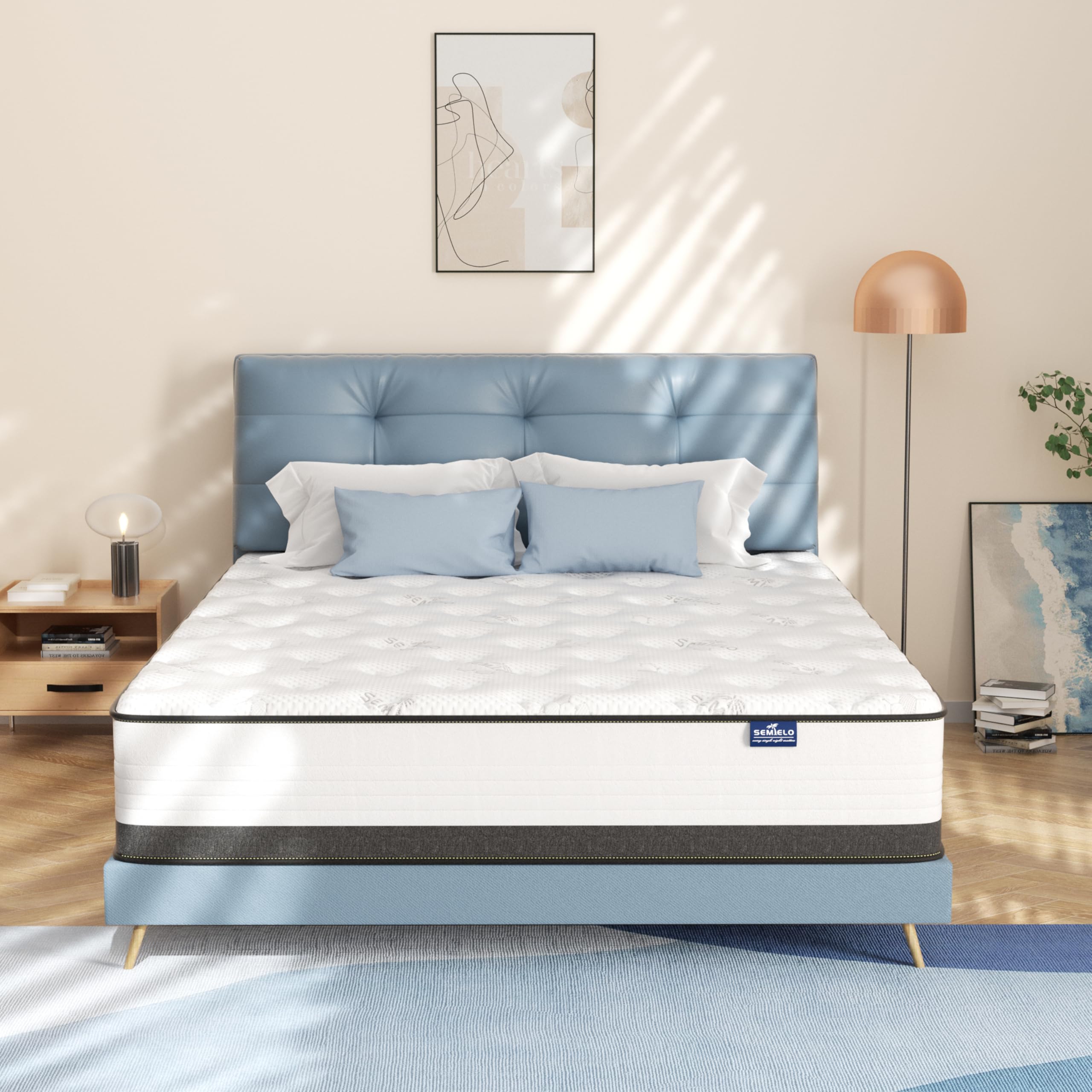 Semielo Twin Size Mattress 10 Inch, Memory Foam Hybrid Mattress Cool Sleepmedium Firmcertipur-Us Certified, Pressure Relieving B