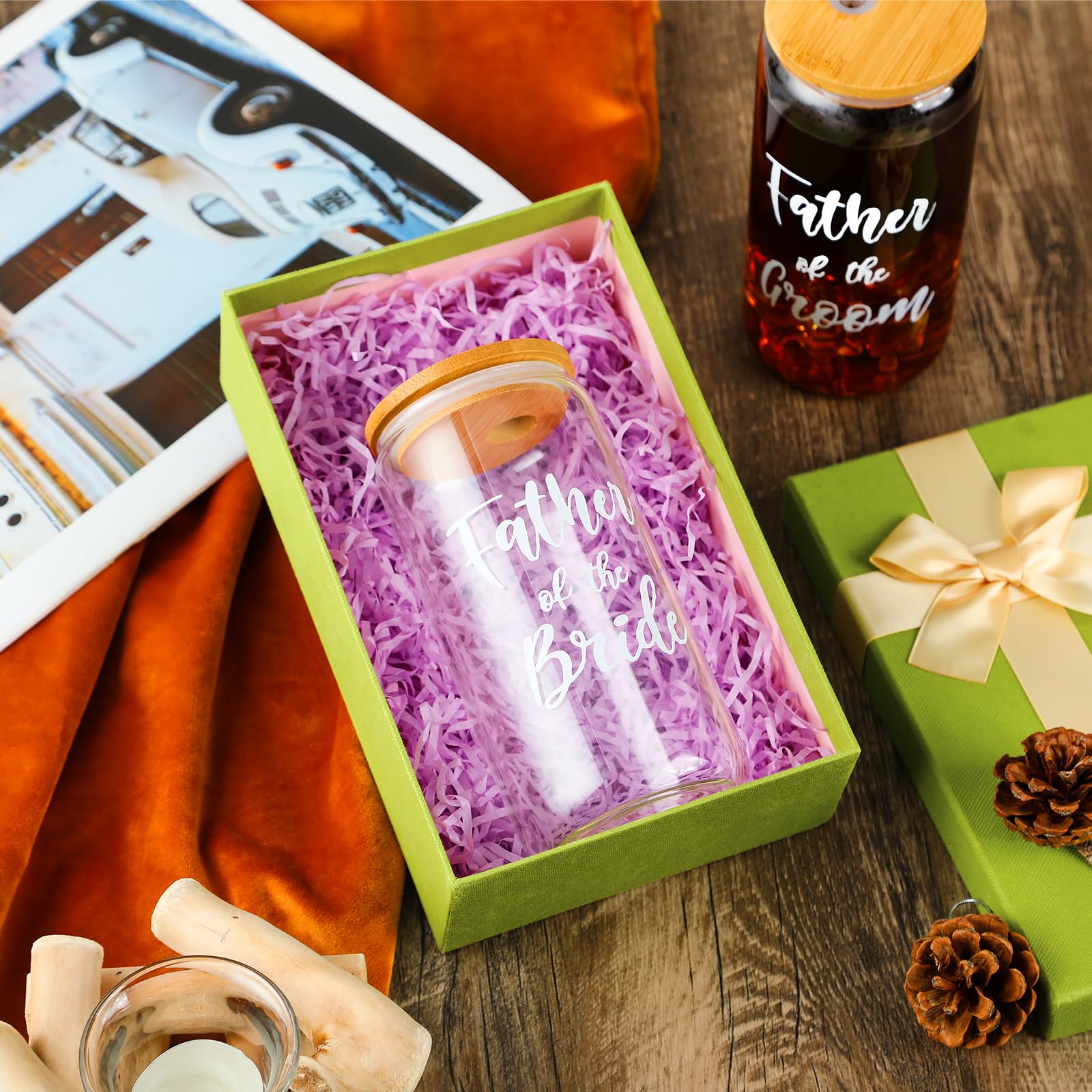 2 Sets Mother Of The Groom Glass Cups With Lids And Straws, Mother Of The Bride 16 Oz Iced Coffee Cups, Wedding Gifts For Bride