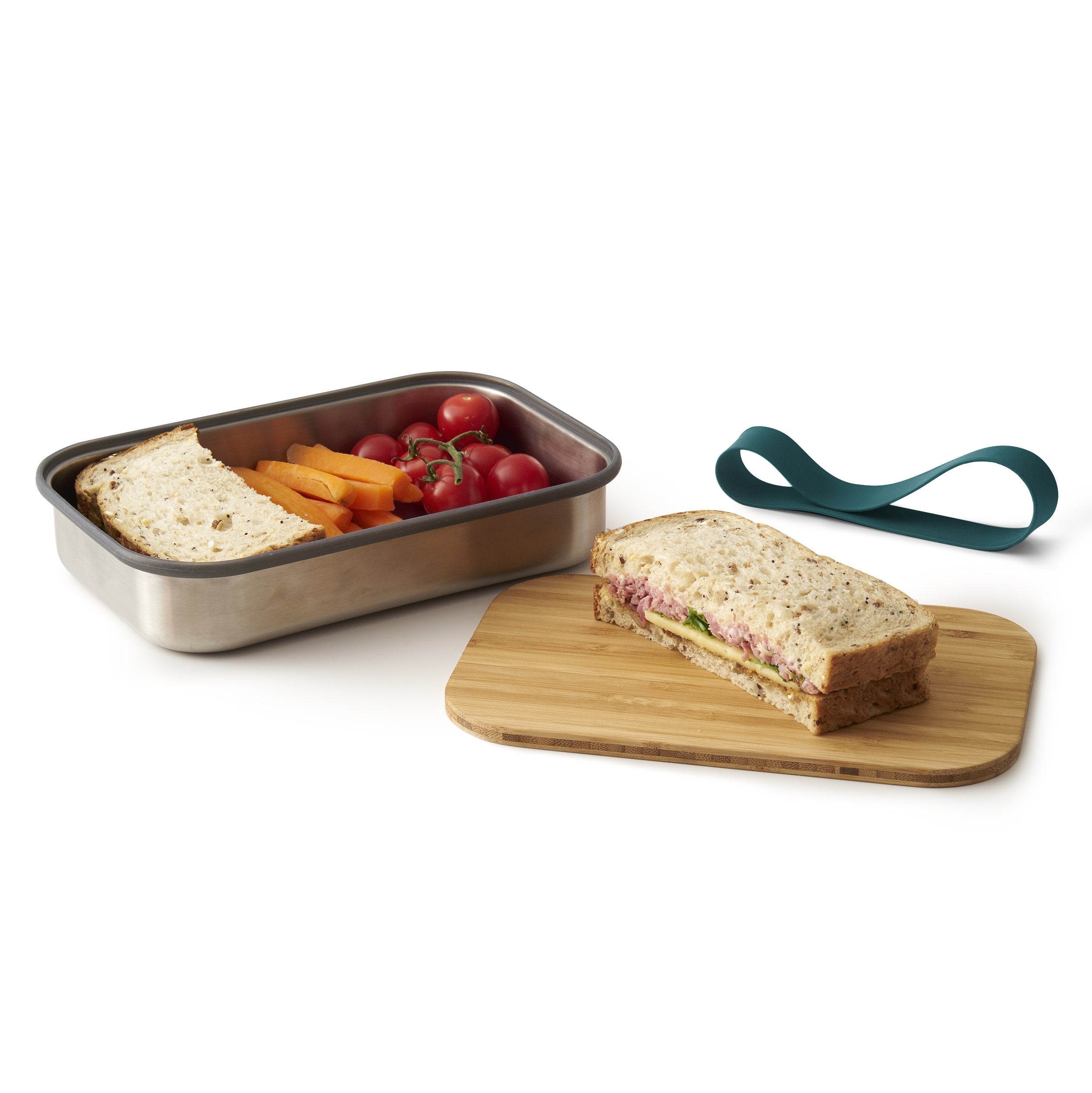 Black+Blum  Stainless-Steel Sandwich Box | Plastic Free Meal Prep Lunch Box Food Container With Bamboo Lid, Orange, 900Ml/ 30 Fl