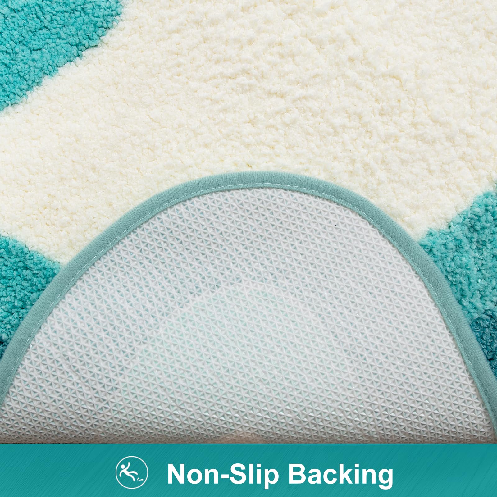 Haocoo Irregular Shape Bathroom Rug Runner, 18X47 Inch Soft Aqua Gradient Non Slip Bathtub Mat,Microfiber Washable Runner Rug Ro