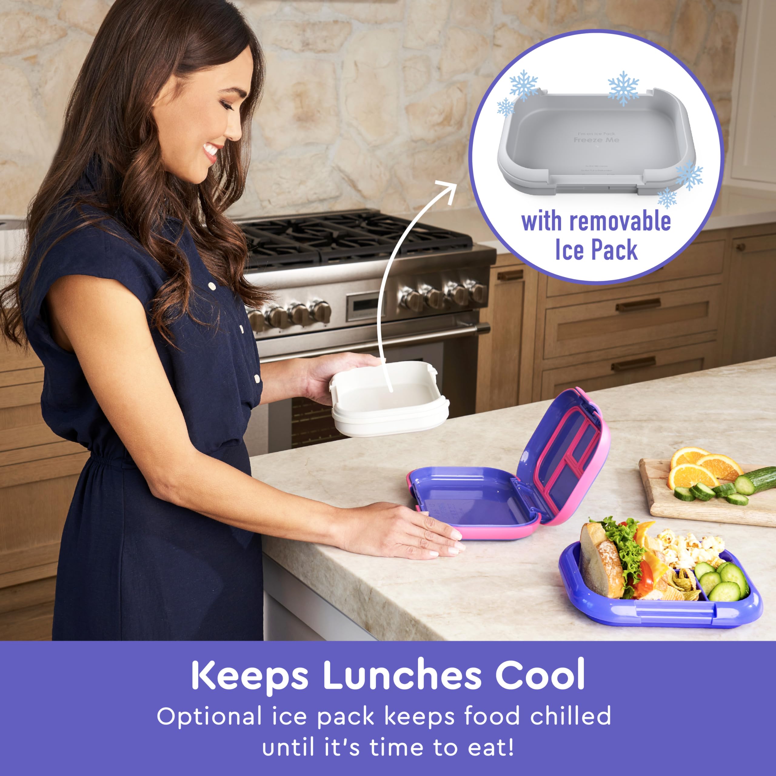 Bentgo Kids Chill Leak-Proof Lunch Box - Included Reusable Ice Pack Keeps Food Cold; 4-Compartment Bento Lunch Container; Microw