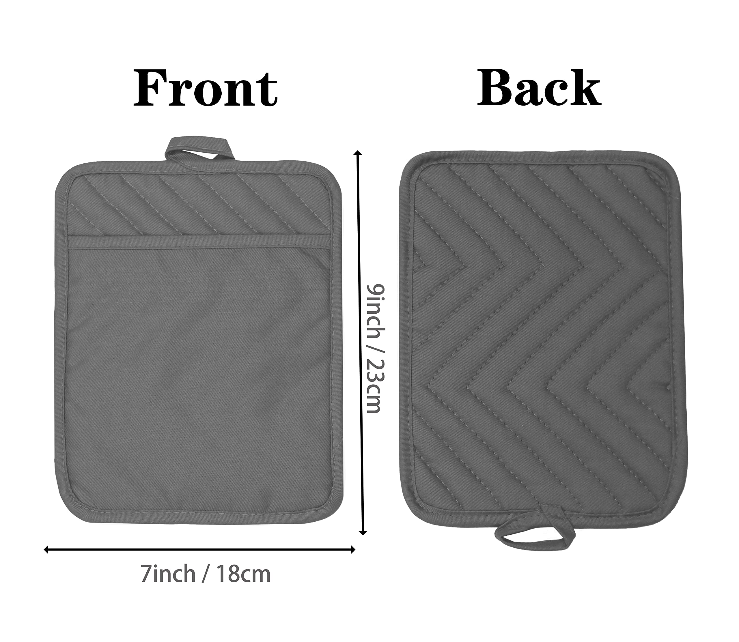 Veikery Oven Pot Holder With Pocket 100% Cotton Heat Resistant Coaster Potholder Kitchen Hot Pad Oven Mitts For Cooking And Baki