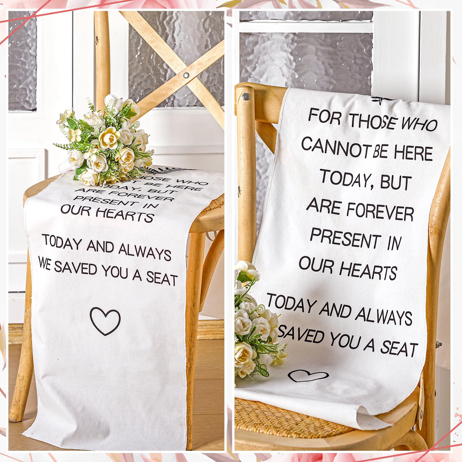 Yousoontic Memorial Wedding Chair Sign for Ceremony Wedding Memorial Sign 14 x 49 Inch Save a Seat for Someone in Heaven Linen R