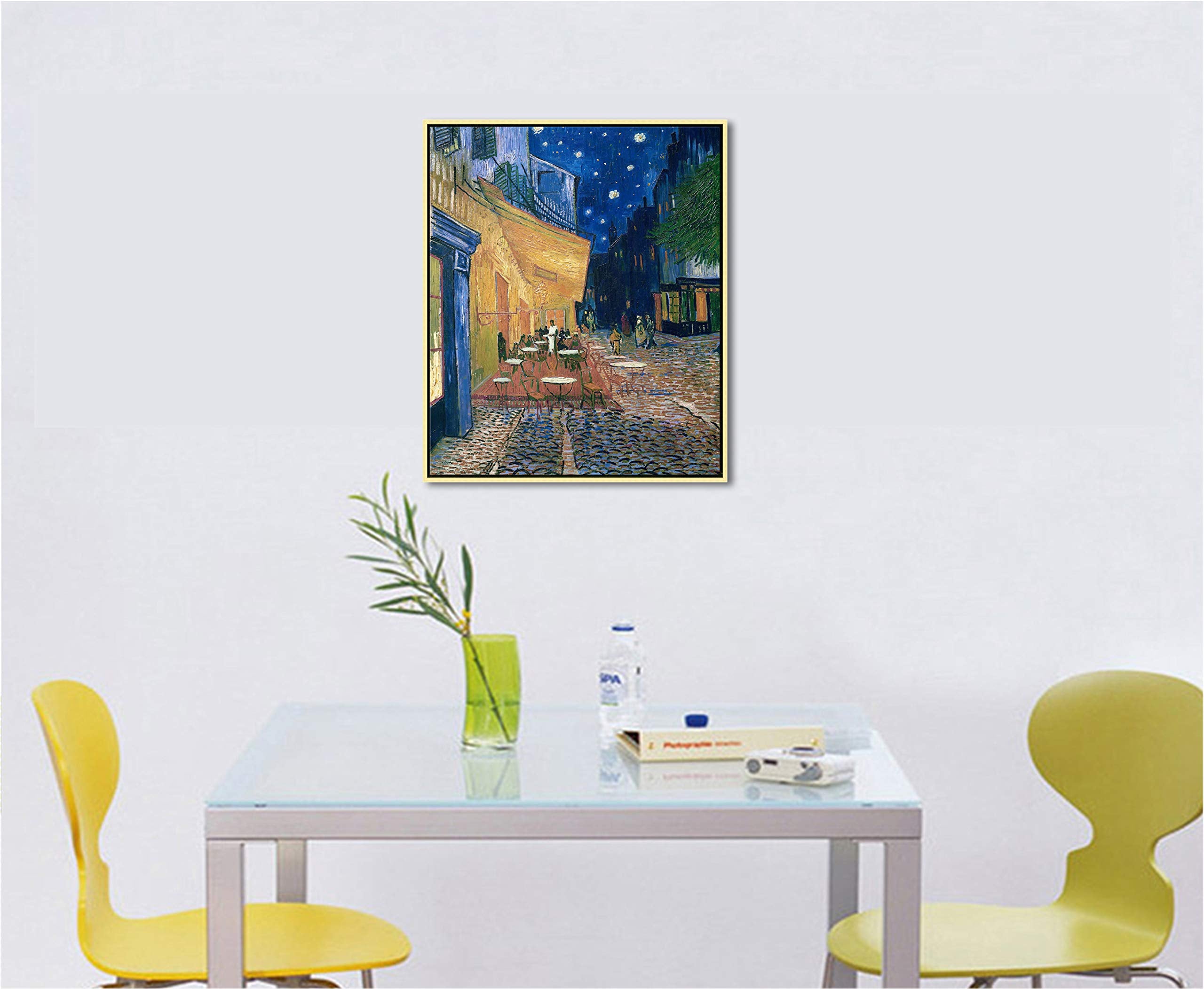 Wieco Art Framed Art Canvas Prints Of Cafe Terrace At Night Canvas Prints Wall Art By Van Gogh Paintings Reproduction Abstract A