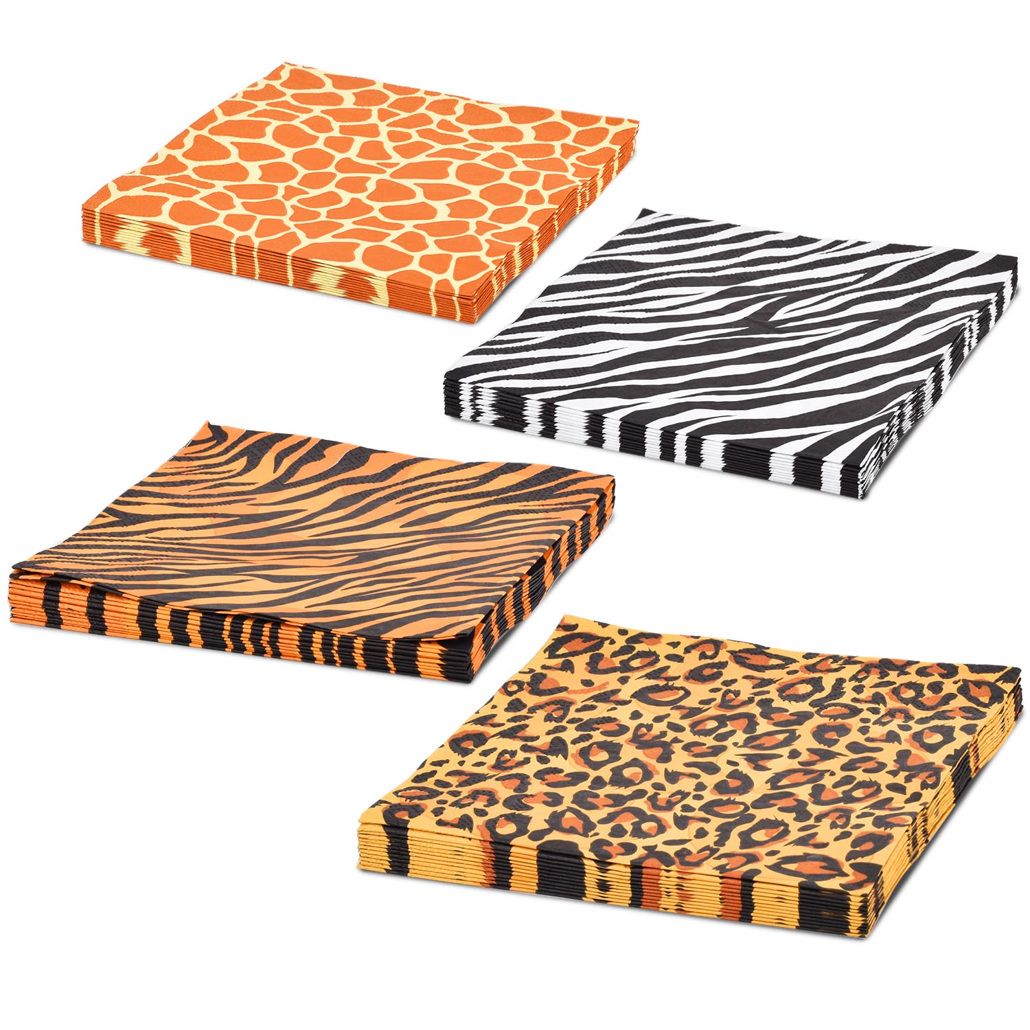 Jungle Safari Animal Print Party Disposable Napkins, Paper Napkins For Birthday Party, Baby Shower And Jungle Safari Themed Part