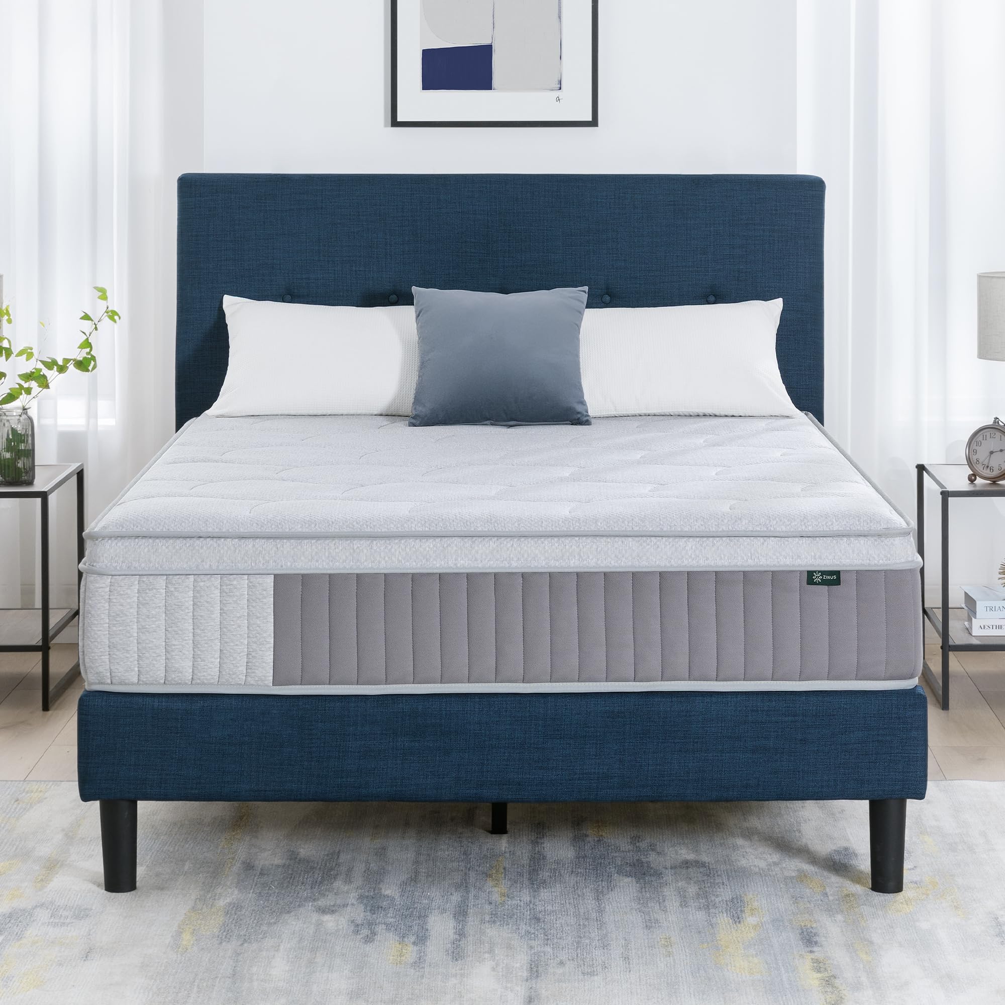 Zinus Cool Support 12 Inch Hybrid Mattress, Cooling Gel Memory Foam, Heavy Duty Individually Wrapped Coils, Soothing Pressure Re