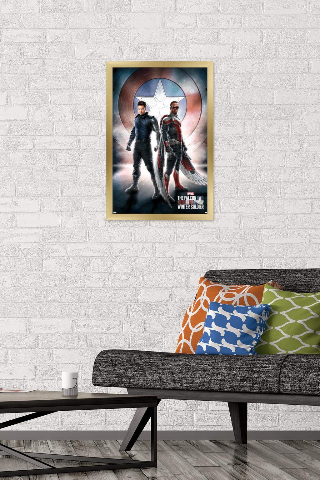 Trends International Marvel Television - Falcon And Winter Soldier - One Sheet Wall Poster, 14.725'' X 22.375'', Gold Framed Ver