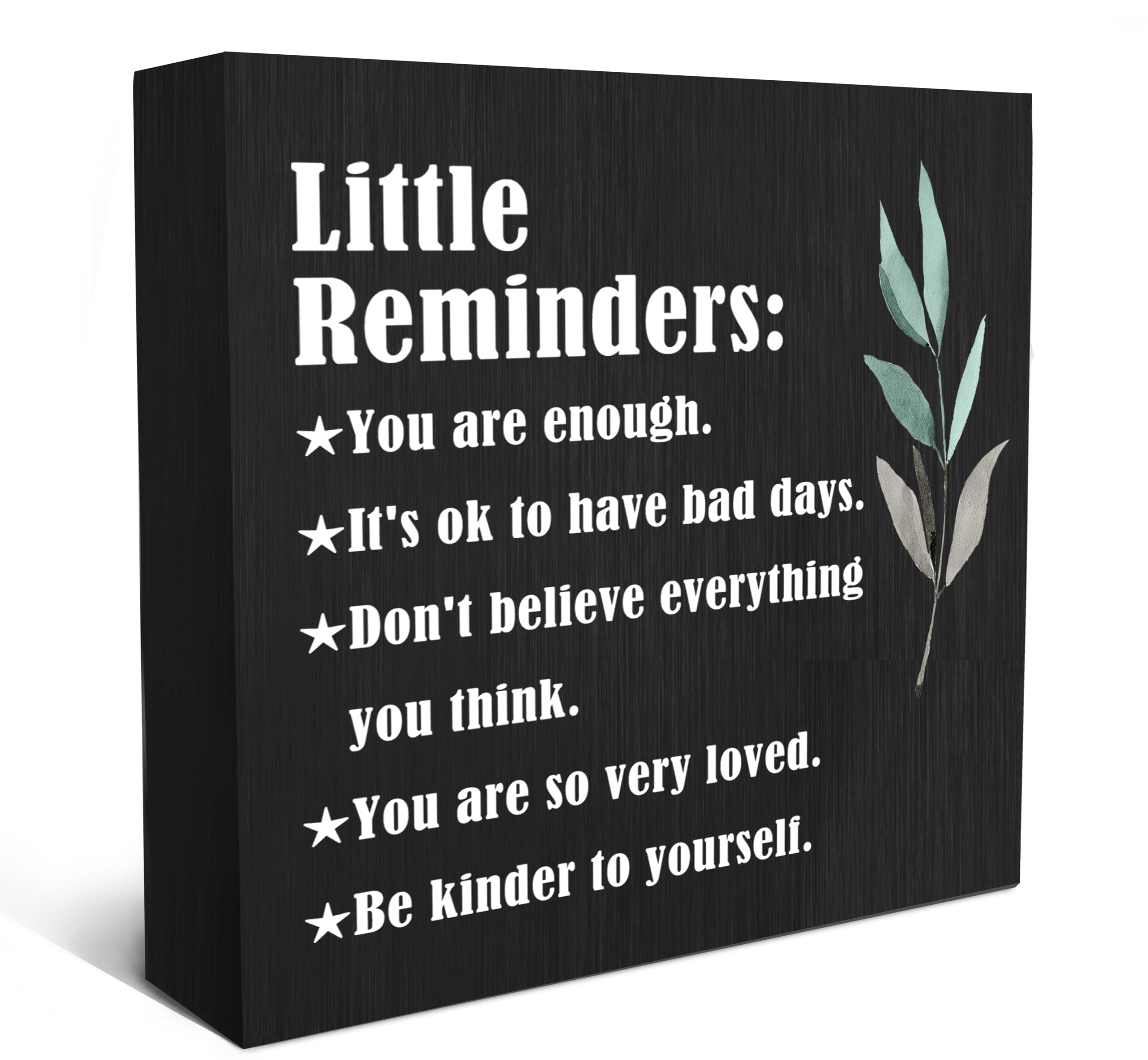 SRADMO Inspirational Little Reminders Wood Box Sign Desk Decor, Inspirational Desk Decor, College Motivational Positive Affirmat