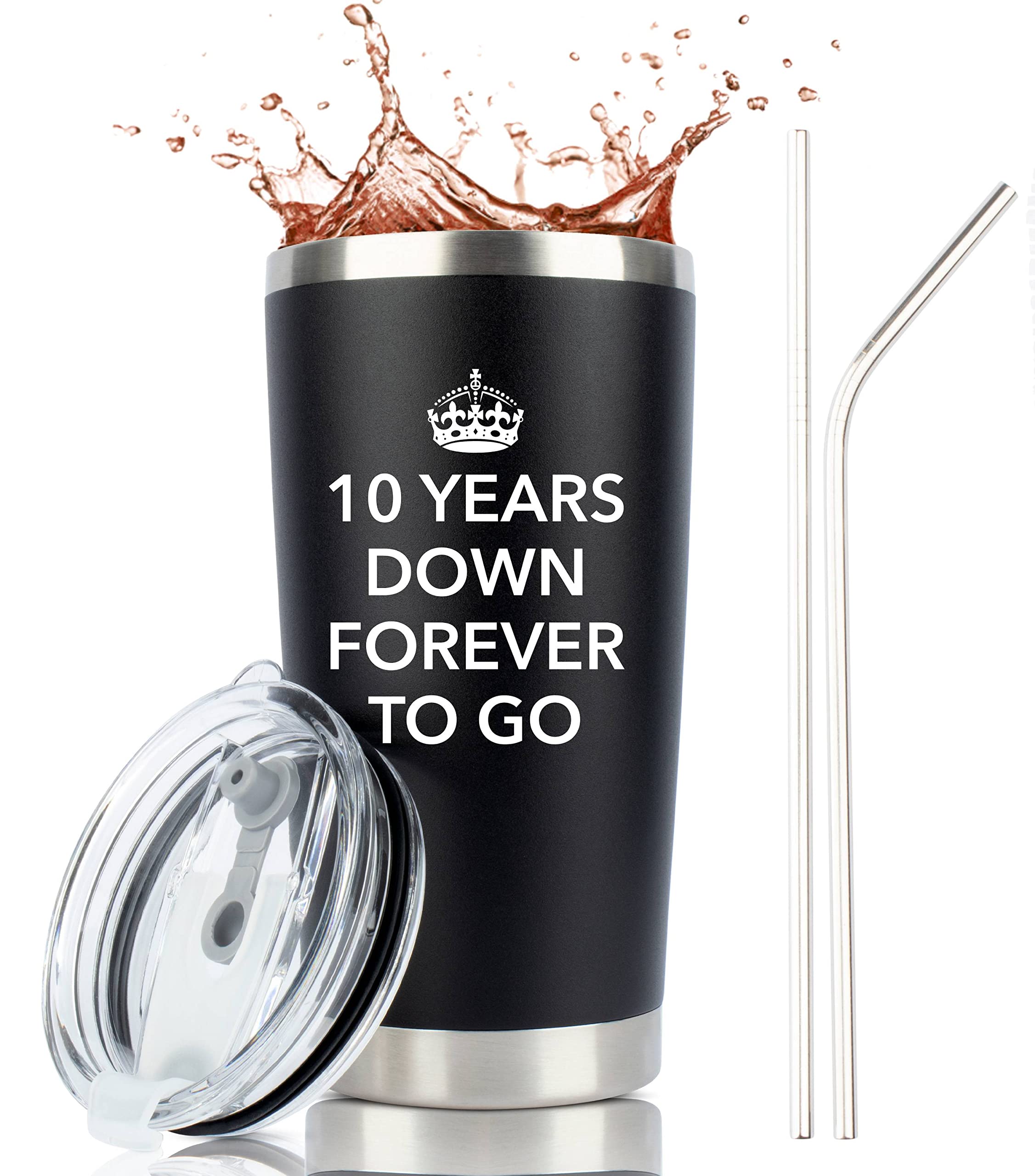 Jenvio 10 Year Anniversary For Him | 20Oz Steel Travel Tumbler/Mug For Coffee Or Cold Drinks | 10Th Tenth Best Wedding Cup Gifts