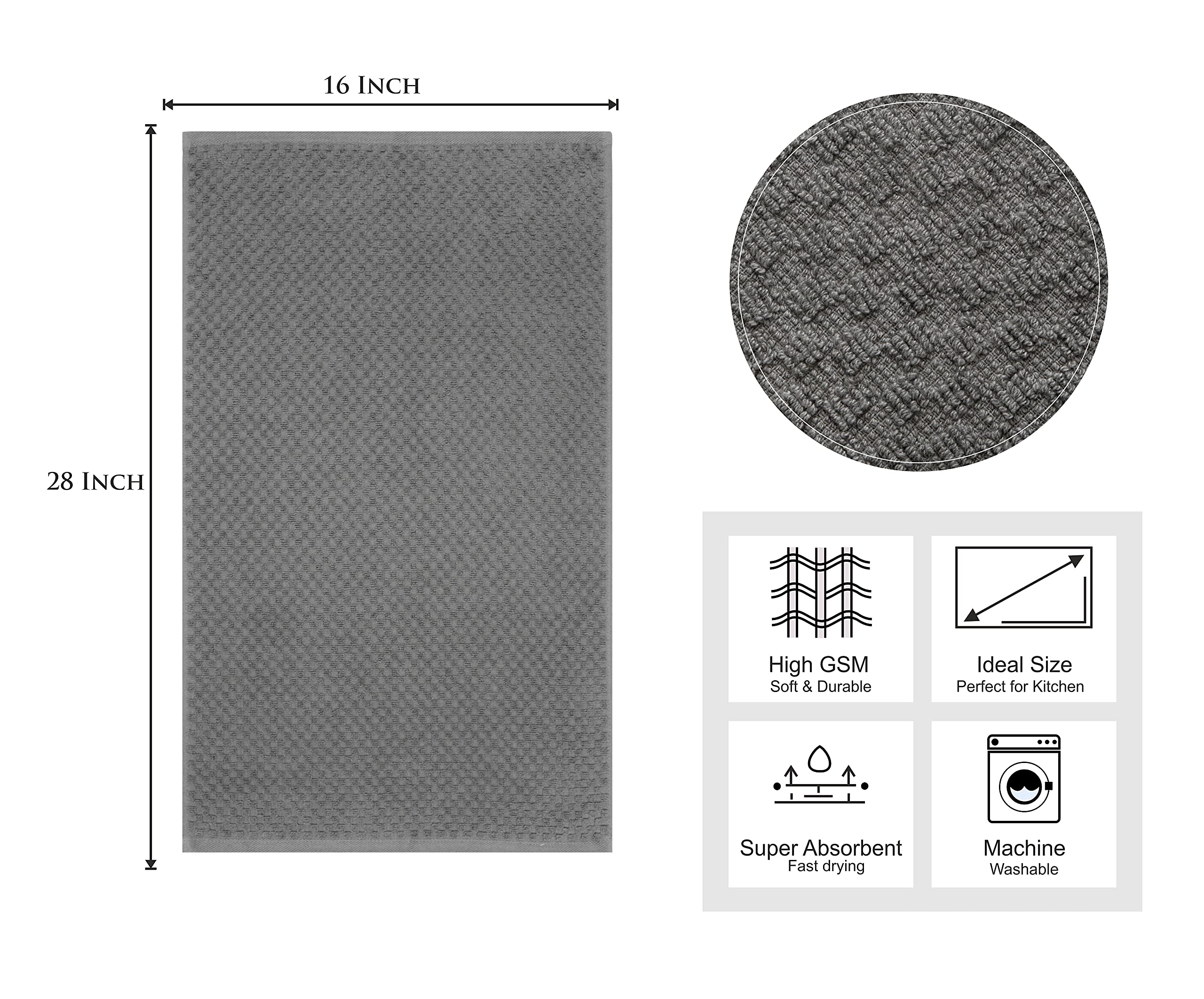 Cotton Craft Amazing Kitchen Towels - Set Of 8 Terry Towel - 100% Cotton Euro Caf   Waffle Weave Dish Towel Set - Soft Absorbent