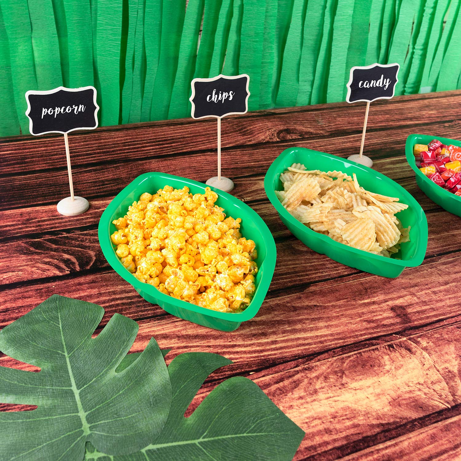 Super Z Outlet Palm Leaf Hawaii Style Food Reusable Snack Tray, Cookies, Chips, Candy Dip For Jungle Island Themed Party Decorat
