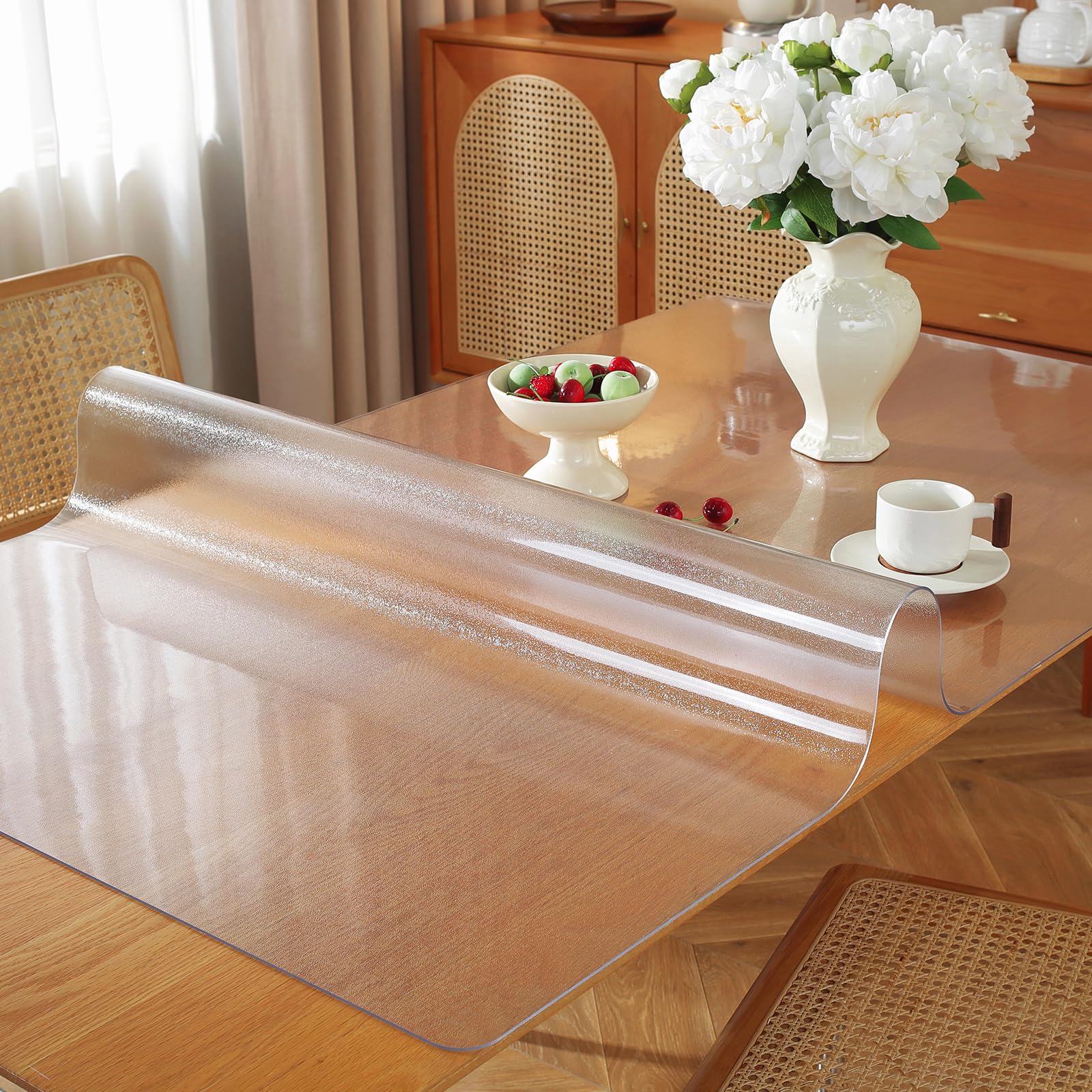 Frosted Clear Table Protector 38 X 60 Inch, 1.5Mm Thick Plastic Table Cover, Waterproof Pvc Clear Table Cover Protector, Desk Pr