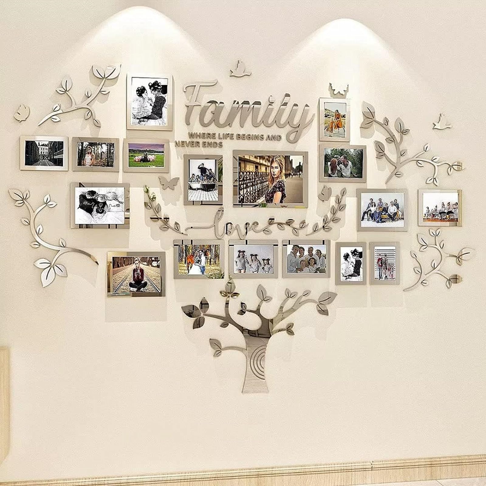 Family Tree Wall Decor For Living Room - Picture Frames Collage Wall Decor 4X6 5X7 8X10 11X14 3D Diy-Acrylic Family Wall Decor P