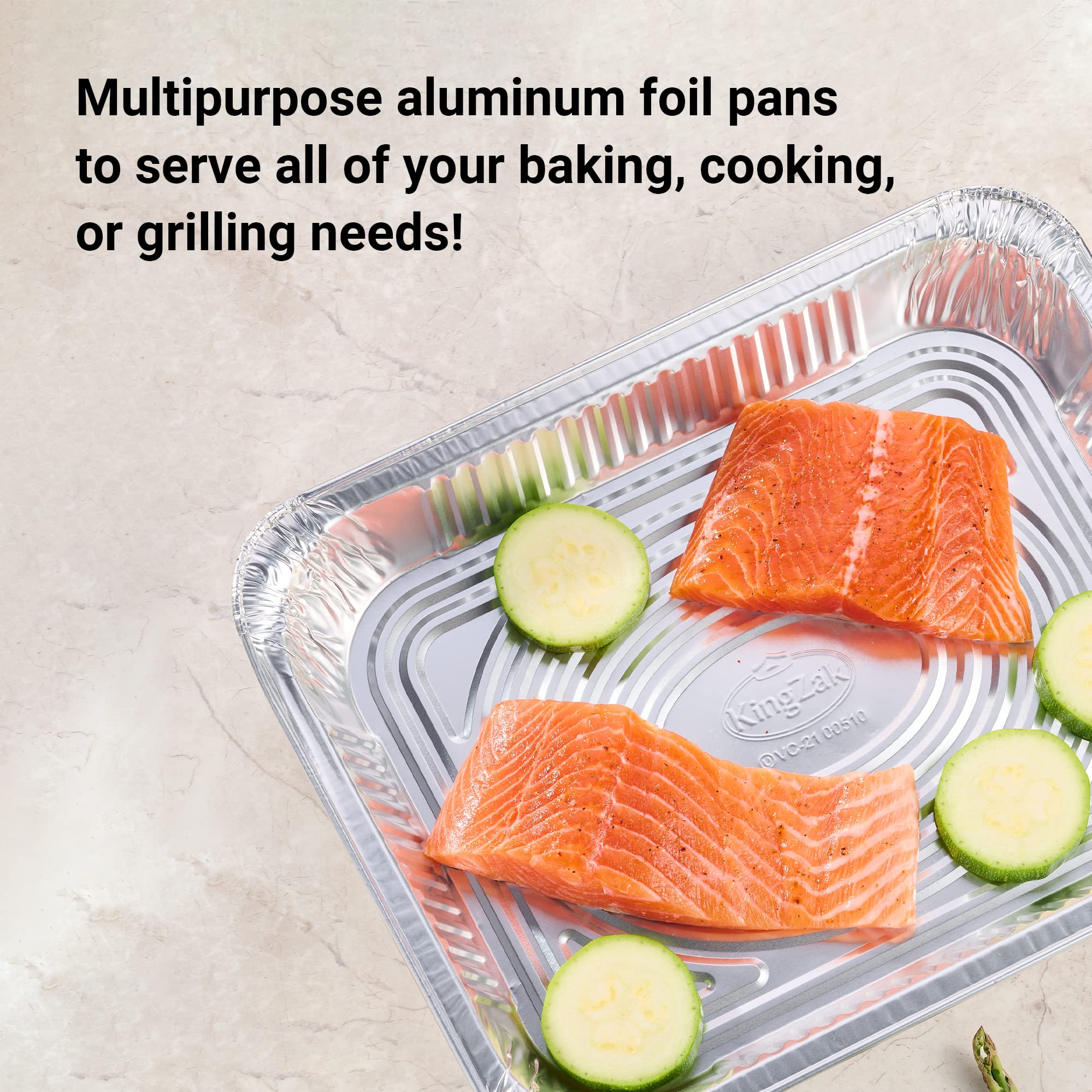 Aluminum Pans Half Size, 9X13, Extra Heavy Duty Disposable Foil Pans For Baking (10 Pack) Roasting & Chafing, Deep Tin Foil Bake