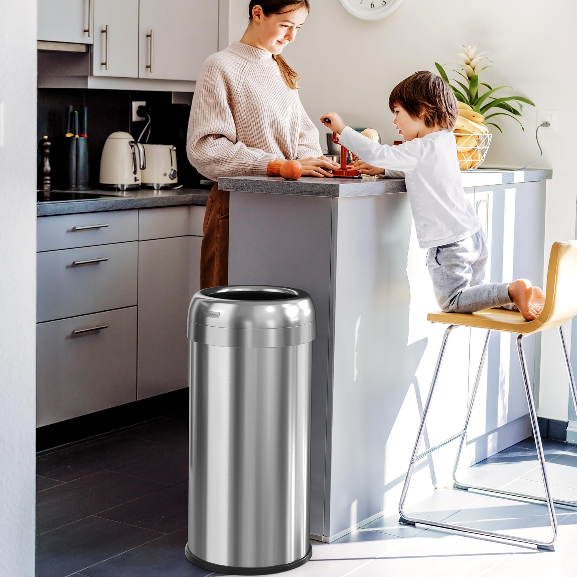 Itouchless Dual-Deodorizer Trash Can And Recycle Bin, Stainless Steel Commercial Grade Large 10 Inch, Home, Restaurant, Restroom
