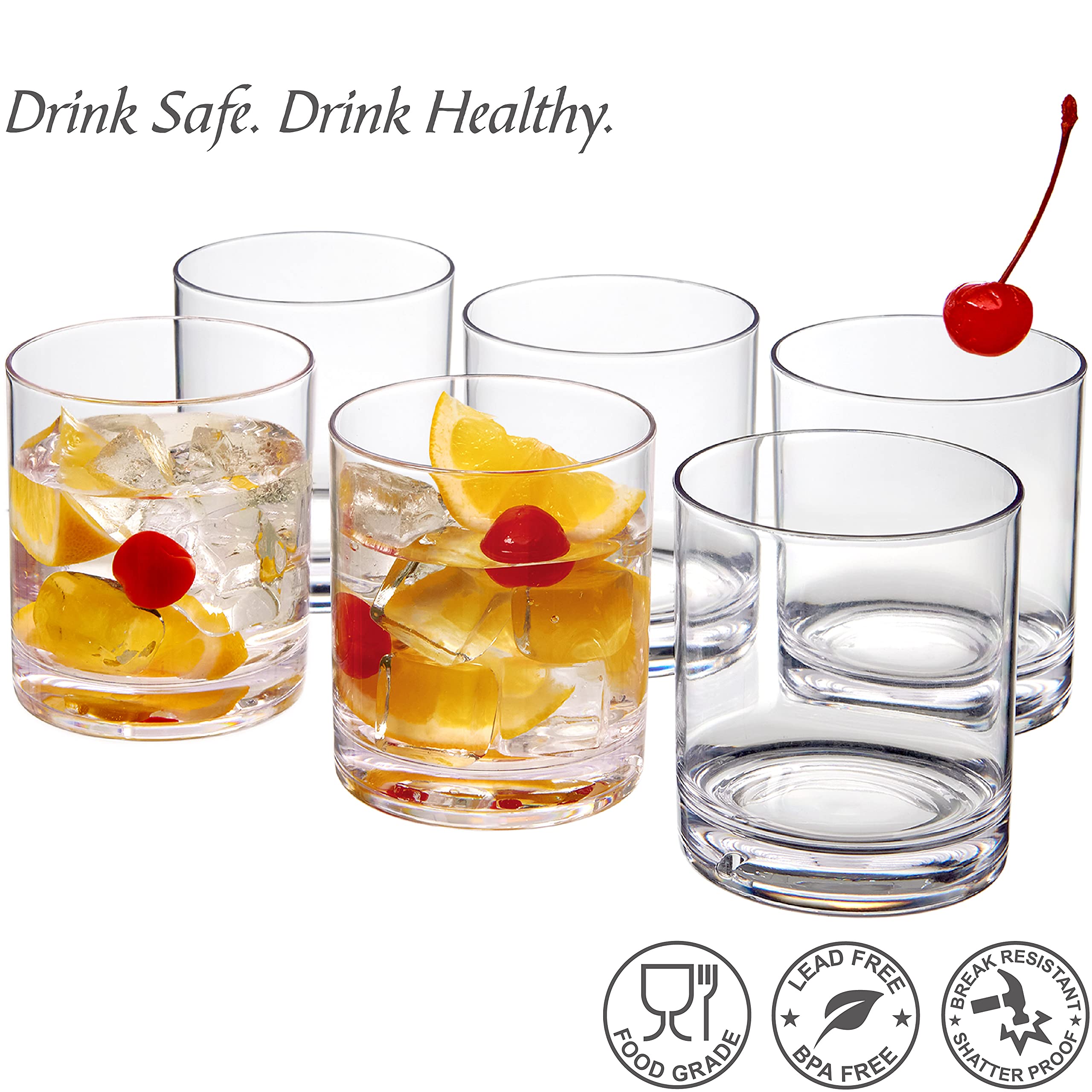 Amazing Abby - Probity - 12-Ounce Plastic Tumblers (Set Of 6), Plastic Drinking Glasses, All-Clear Reusable Plastic Cups, Bpa-Fr