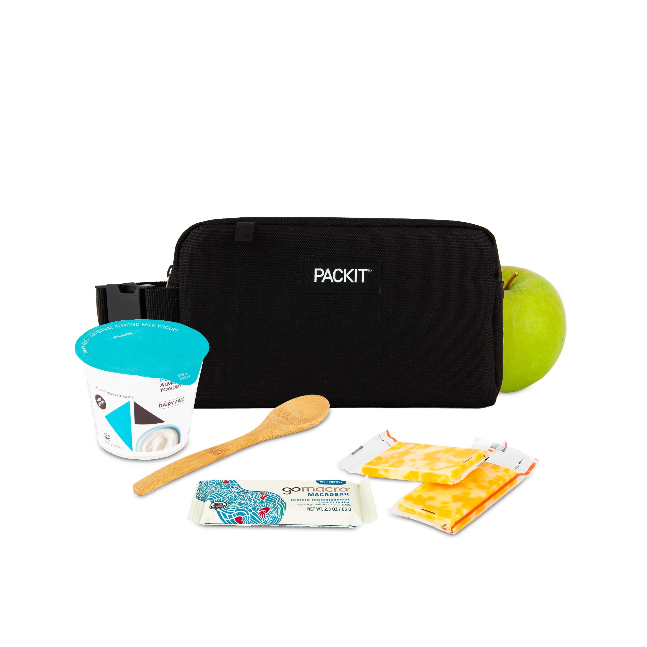 Packit Freezable Snack Box, Black, Built With Ecofreeze Technology, Collapsible, Reusable, Zip Closure With Buckle Handle, Perfe