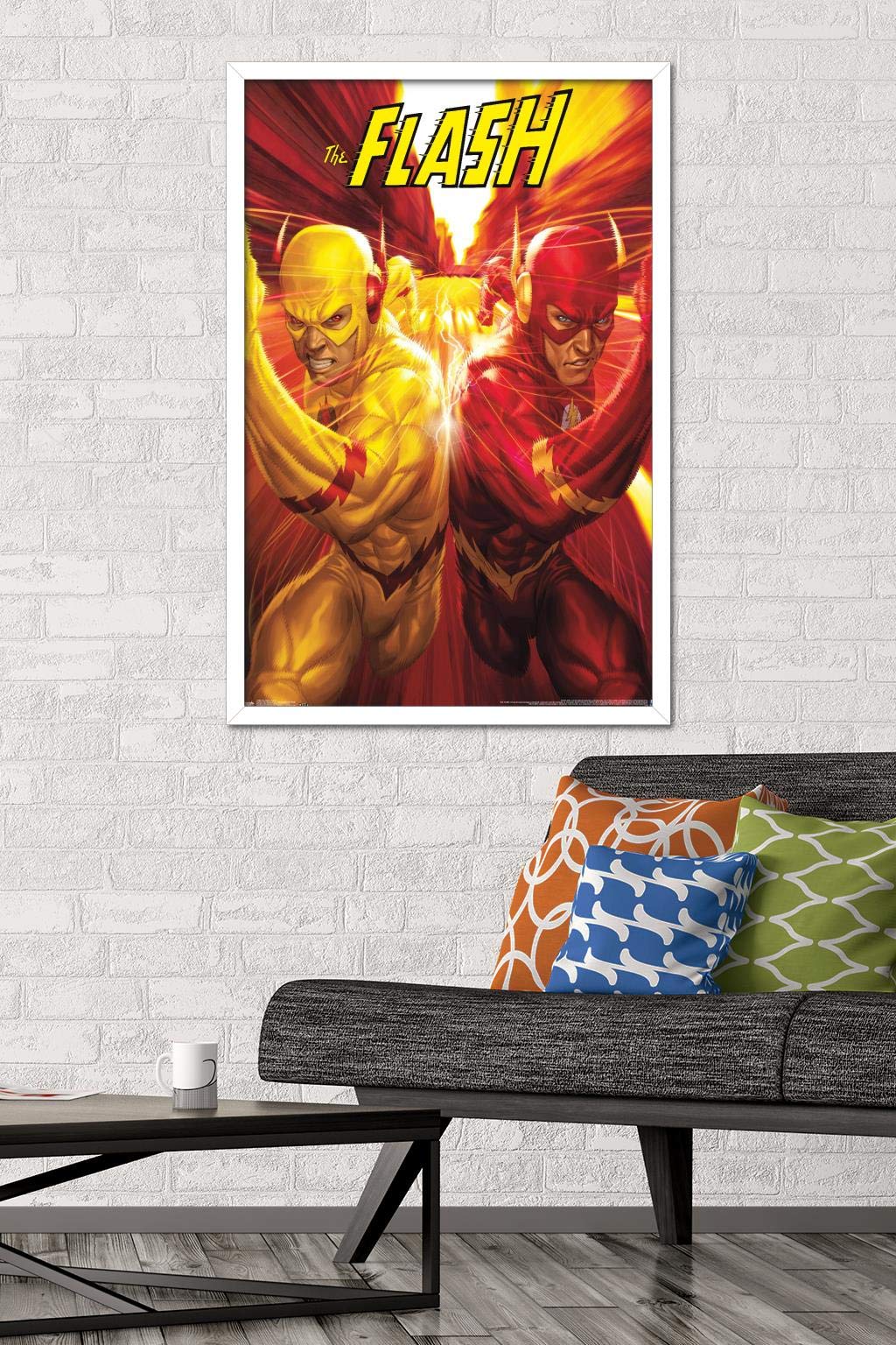 Trends International Dc Comics - The Flash And The Reverse Flash - Race Wall Poster, 22.375'' X 34'', White Framed Version