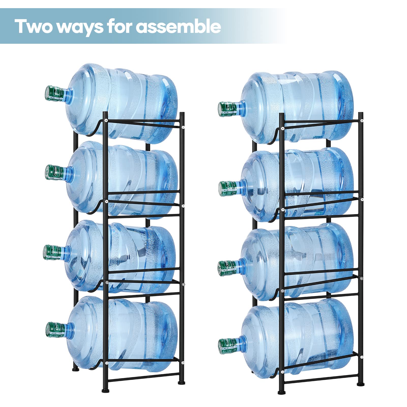 Sehertiwy 5 Gallon Water Cooler Jug Rack, 4 Tier Detachable Water Bottle Storage Rack, Heavy Duty Water Bottle Organization For