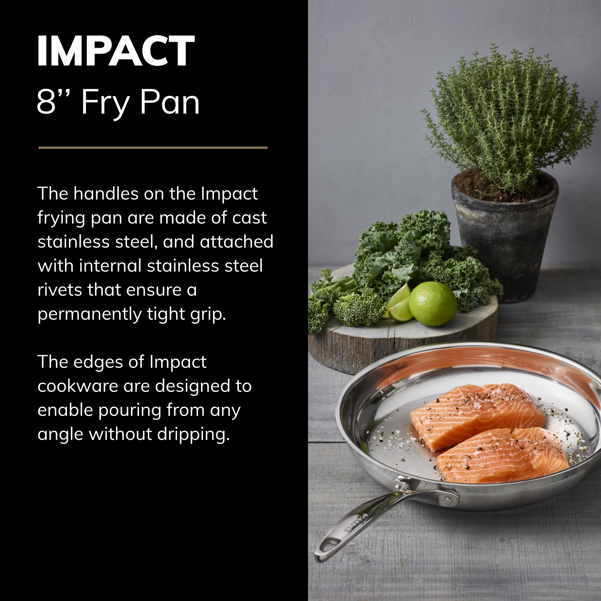 Scanpan Impact 8    Fry Pan - Made Of Durable 18/10 Stainless Steel - Dishwasher & Oven Safe