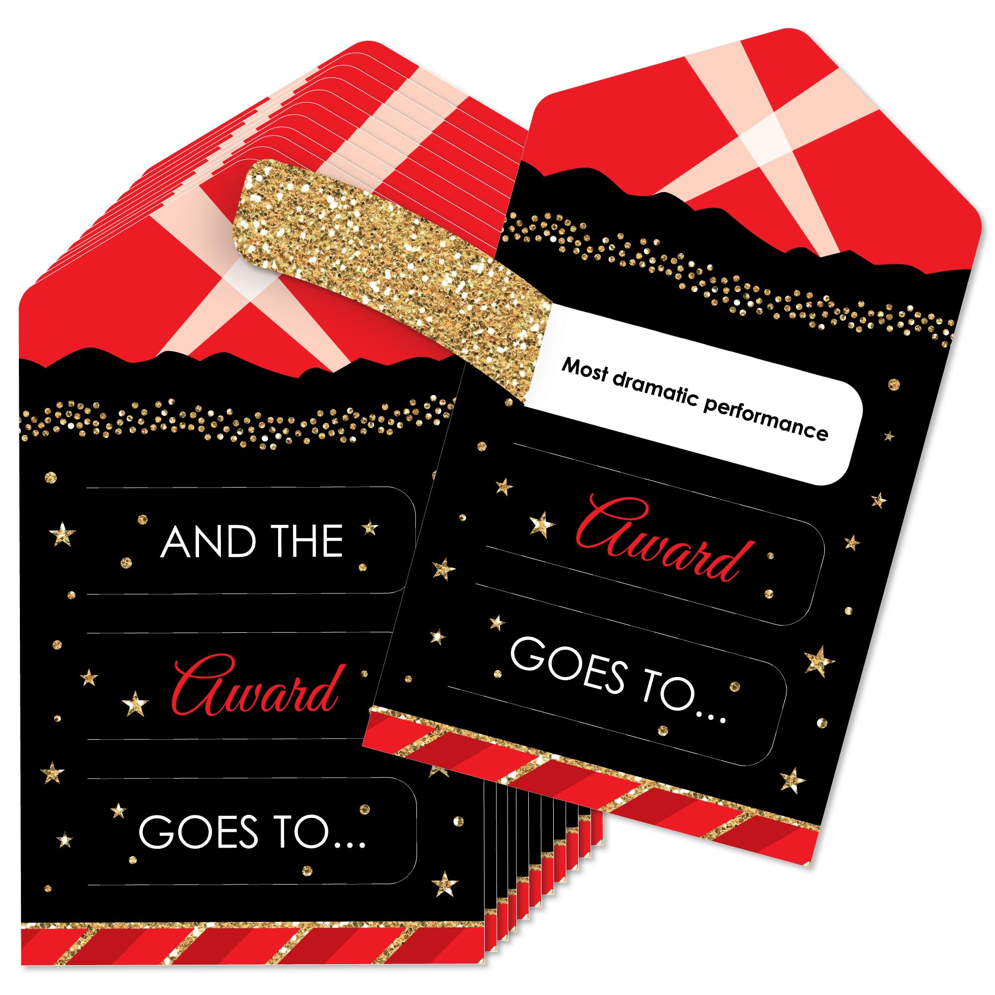 Big Dot Of Happiness Red Carpet Hollywood - Movie Night Party Game Pickle Cards - Award Pull Tabs - Set Of 12