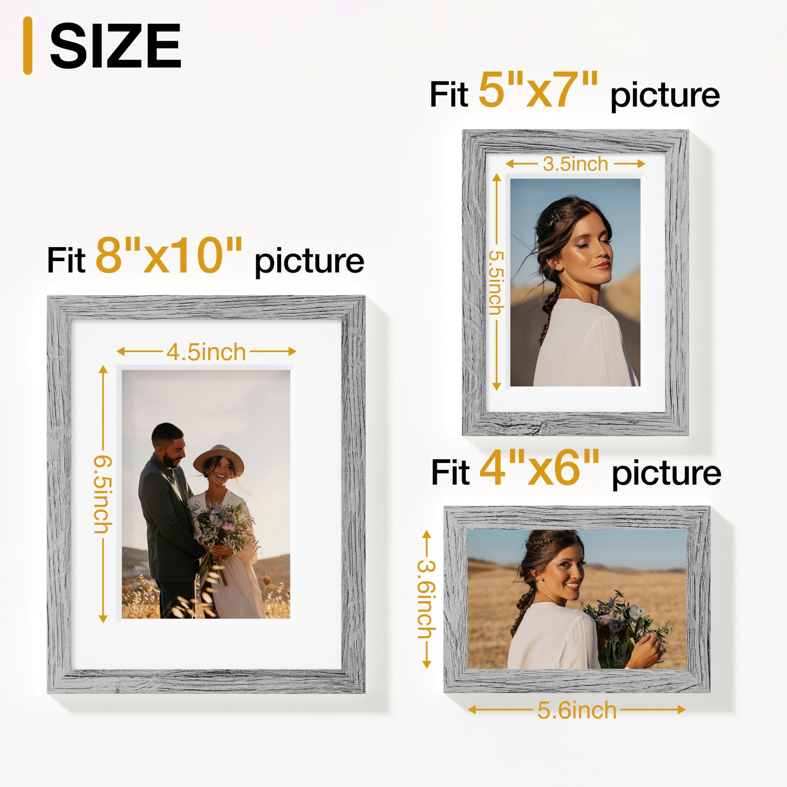 Vittanly 15 Pack Picture Frames Collage Wall Decor for Mounting or Tabletop Display, Gallery Frame Set for Family, Multi Sizes I