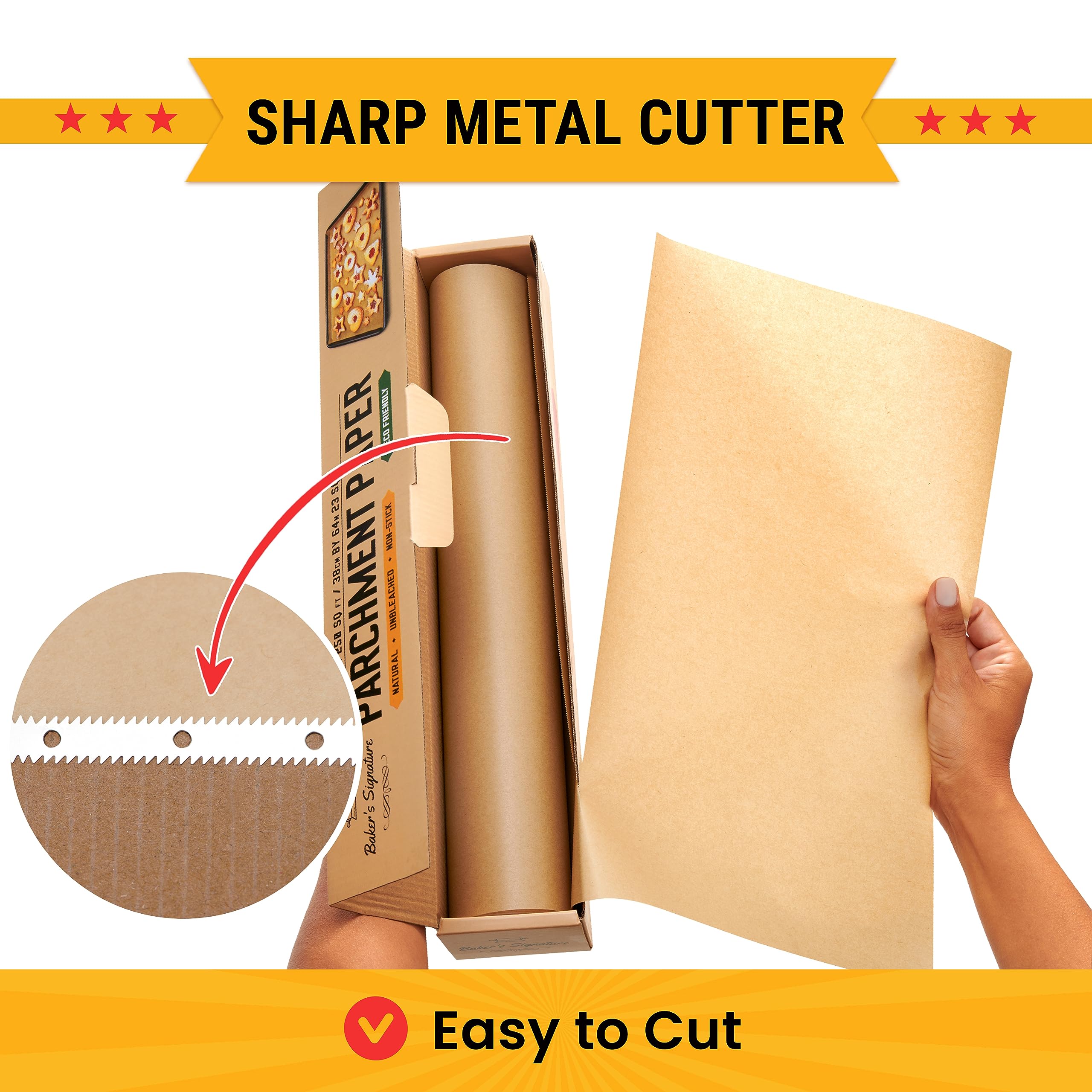 Unbleached Parchment Paper For Baking - 2-Pack 520 Sq.Ft Total - 15 In X 210 Ft Baking Paper Roll With Cutter, Non-Stick Brown P