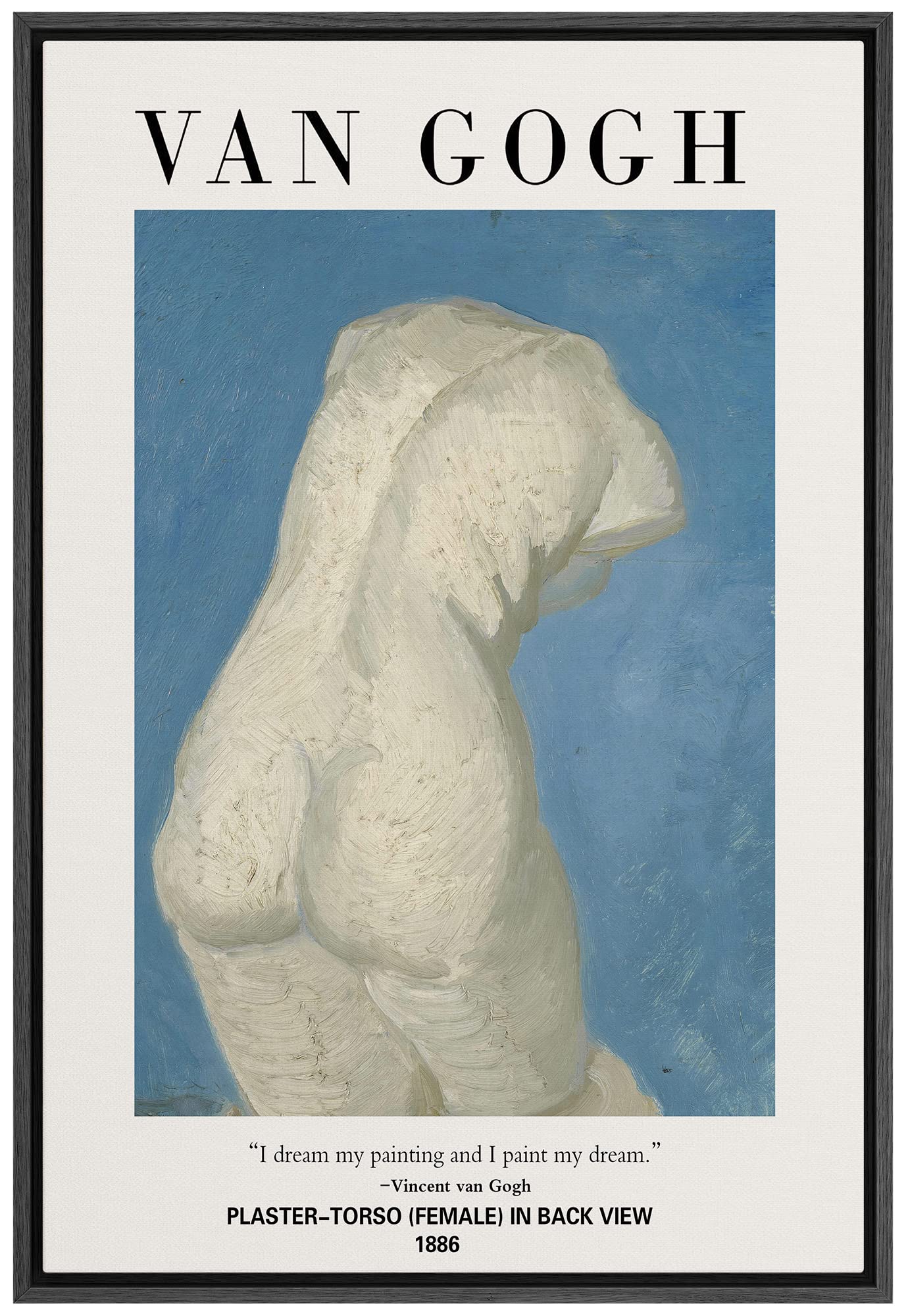 Signleader Framed Canvas Print Wall Art Female Plaster Torso Back View Decorative Brushstroke Illustrations Fine Art Traditional