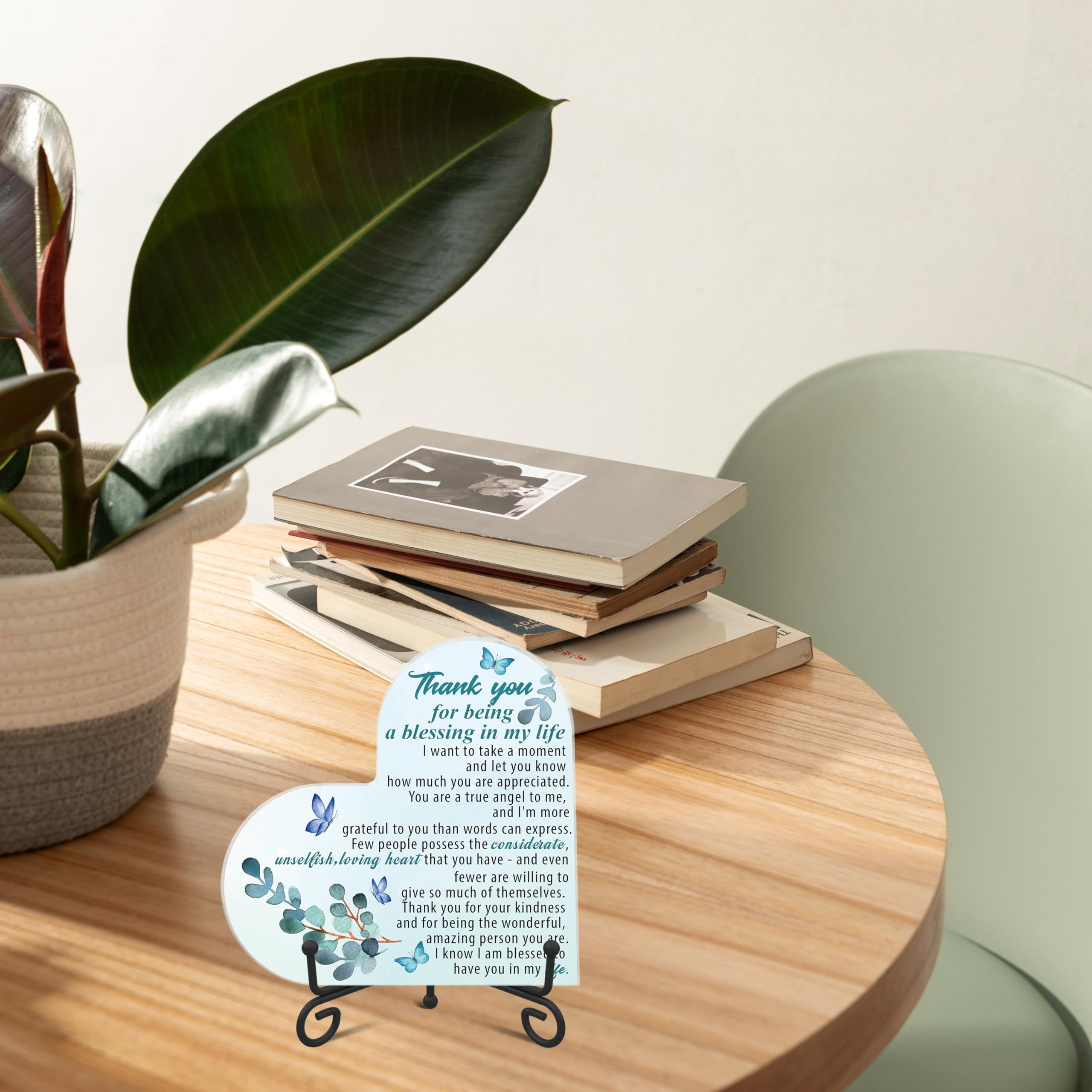 Thank You Gifts for Women Men, Thank You for Being a Blessing in My Life Acrylic Heart Plaque with Stand Desk Decor, Appreciatio