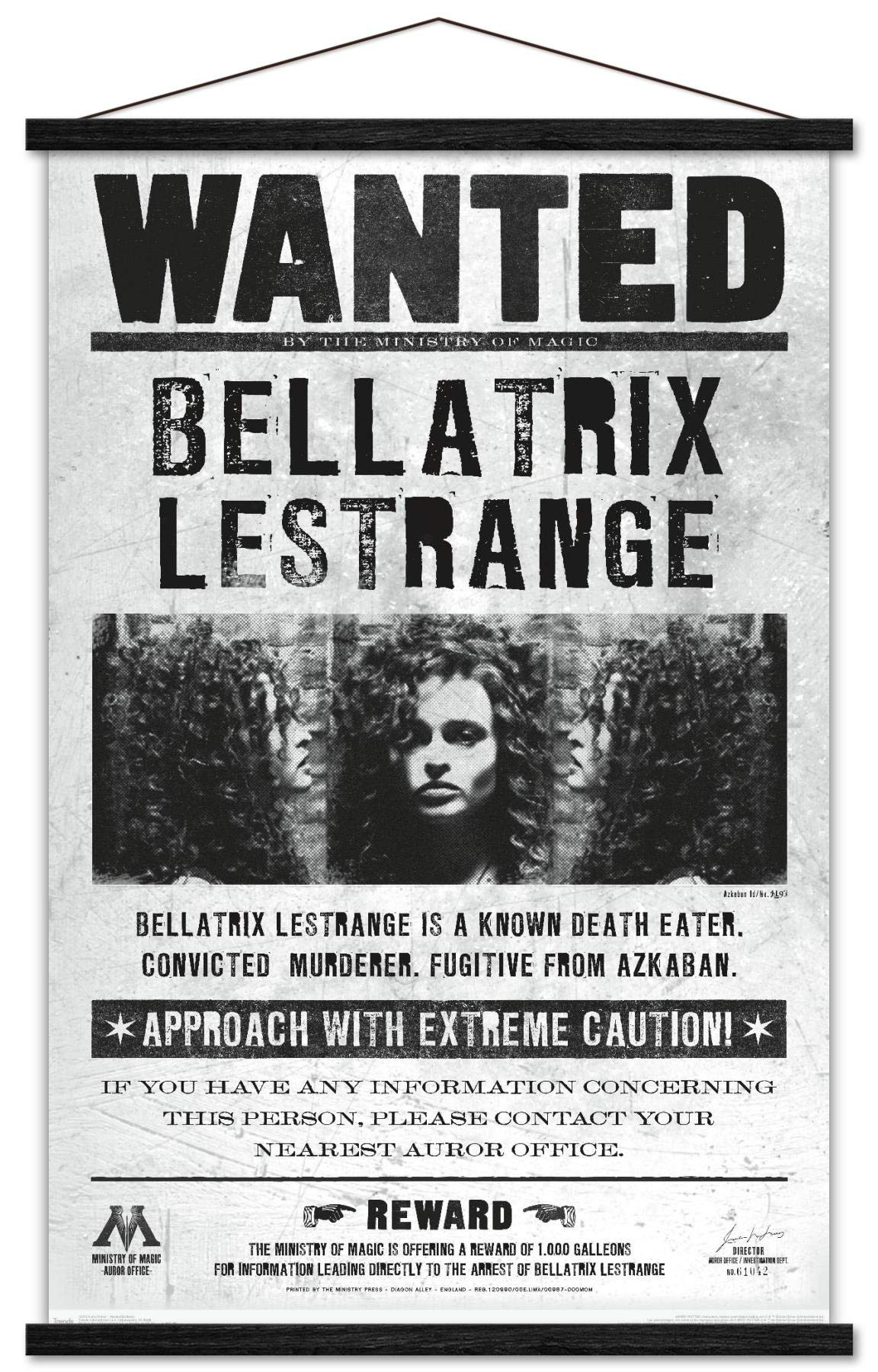 Trends International The Wizarding World: Harry Potter - Bellatrix Wanted Poster Wall Poster, 22.375'' X 34'', Print And Black H