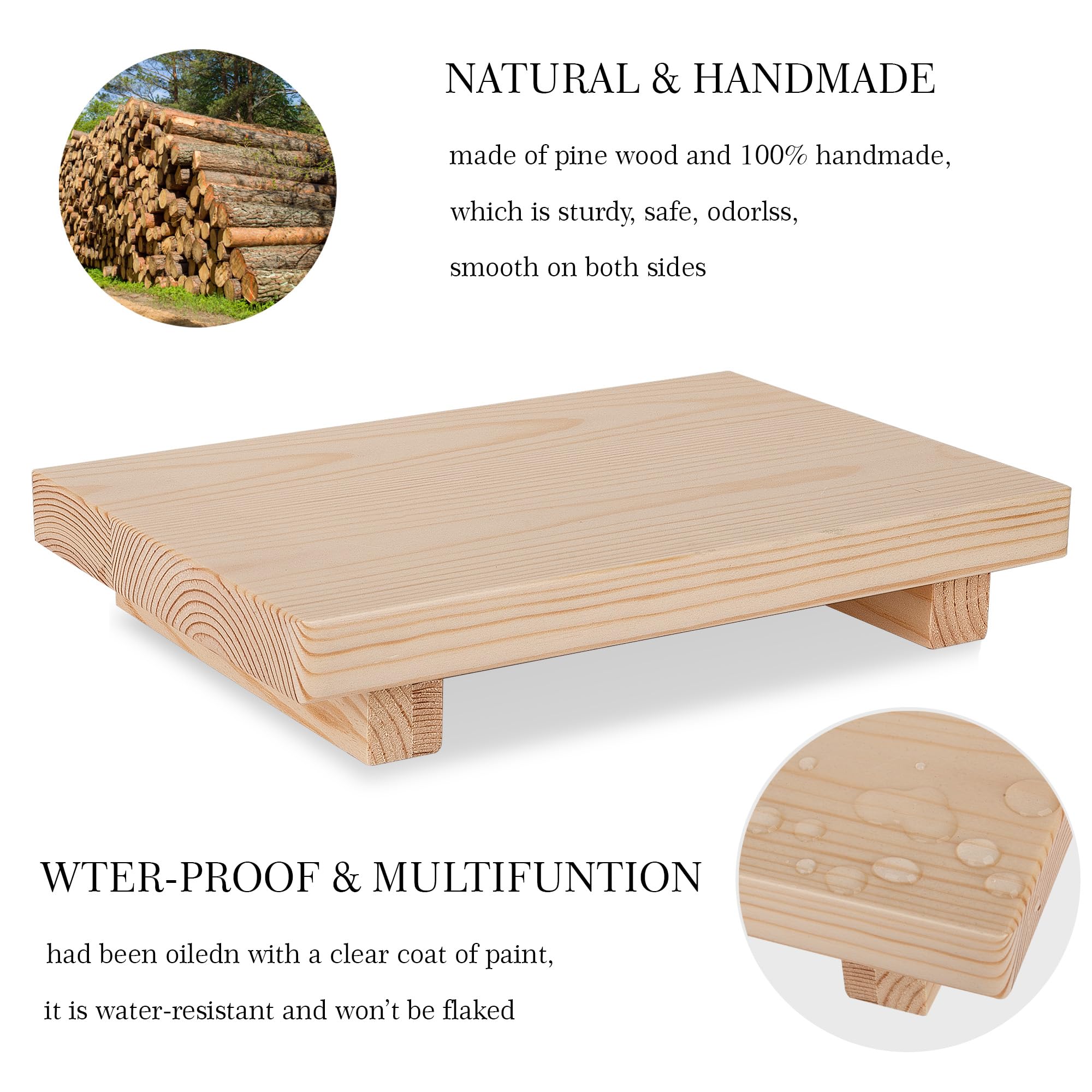 Bathroom Counter Organizer Wood Pedestal Stand Farmhouse Decorative Tray Soap Holder For Kitchen Decor, 9'' X 6'' - Burlywood