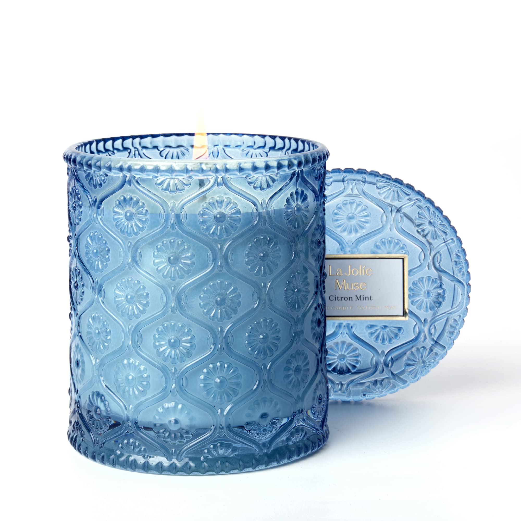 LA JOLIE MUSE Lemon Candle, Scented Candles Gifts for Women, Citrus Mint Candles for Home Scented, Natural Soy Candle, 40 Hours 