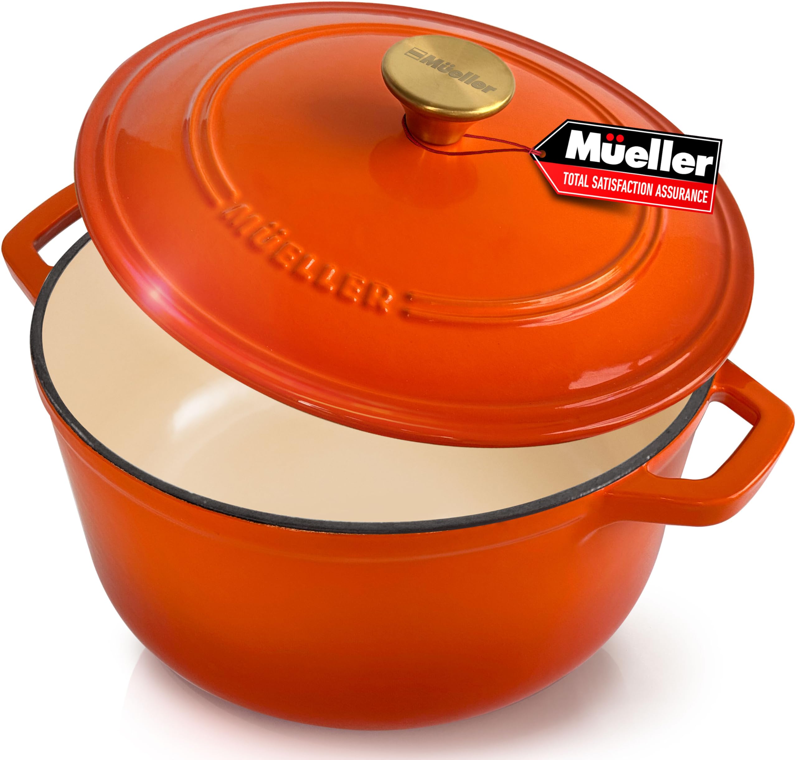 MUELLER HOME 6 Quart Enameled Cast Iron Dutch Oven for Bread Baking, Heavy-Duty Oven-Safe up to 500 F, & Across All Cooktops, Ho