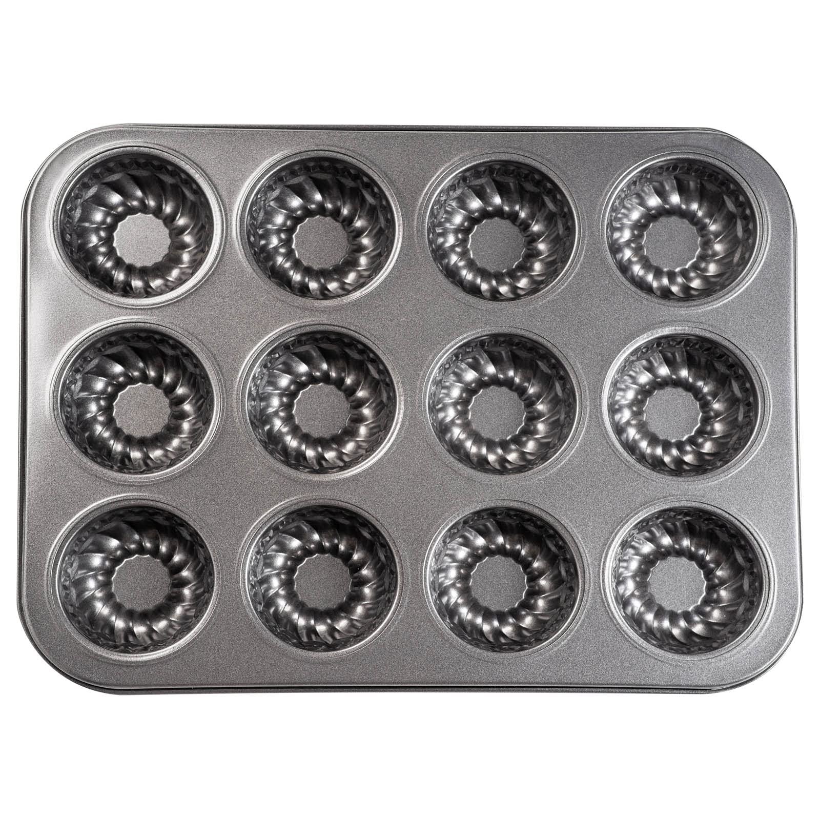 Mini Bndt Cake Pan, Nonstick Brownie Bowl Pan 12-Cavity Fluted Small Round Cake Tray Shortcake Pan Mold For Fall Baking Thanksgi