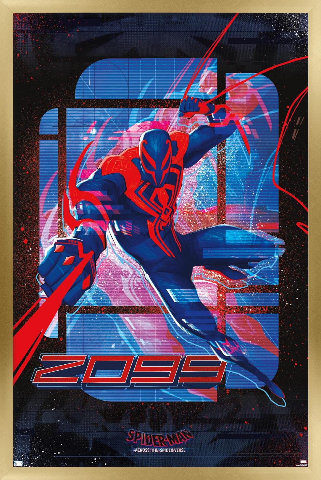Trends International Marvel Spider-Man: Across The Spider-Verse - Spider-Man 2099 Wall Poster, 14.72'' X 22.37'', Gold Framed Ve