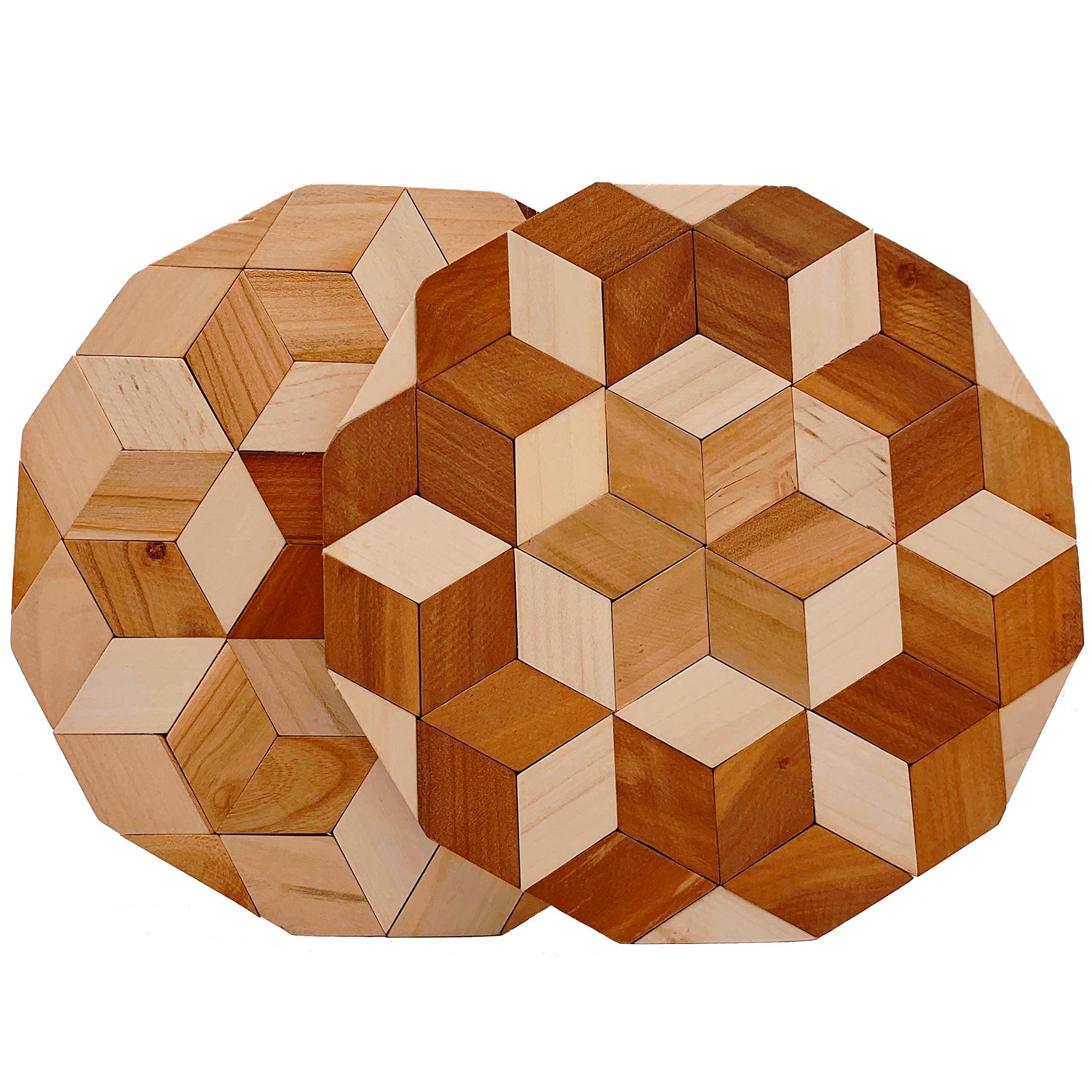 Natural Wood Trivets - Pack Of 2 - Wooden Hot Pads For Kitchen