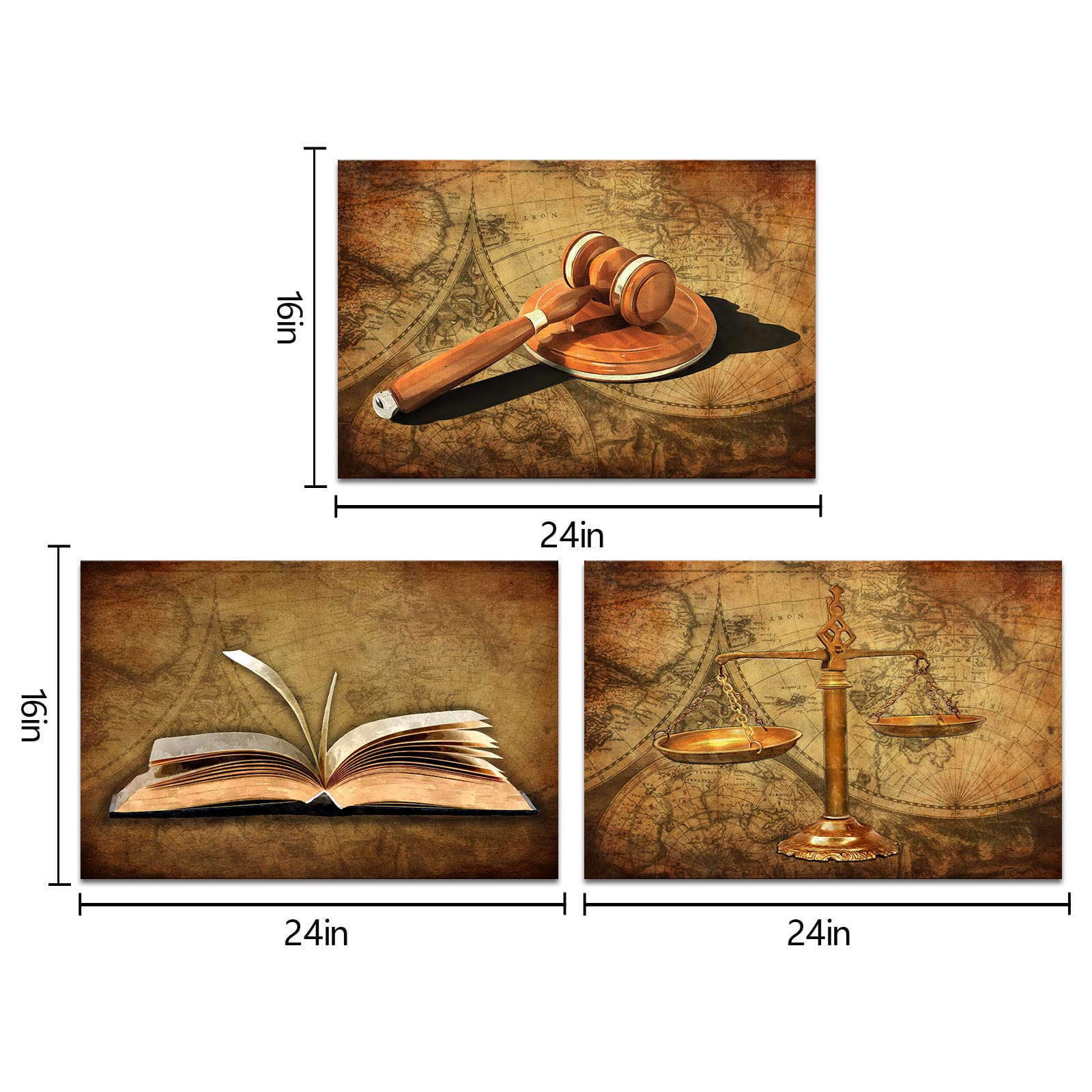 Homeoart Scales Of Justice Lawyer Office Decor Painting Judge Gifts Framed Canvas Prints Ready To Hang 16X24X3Pieces
